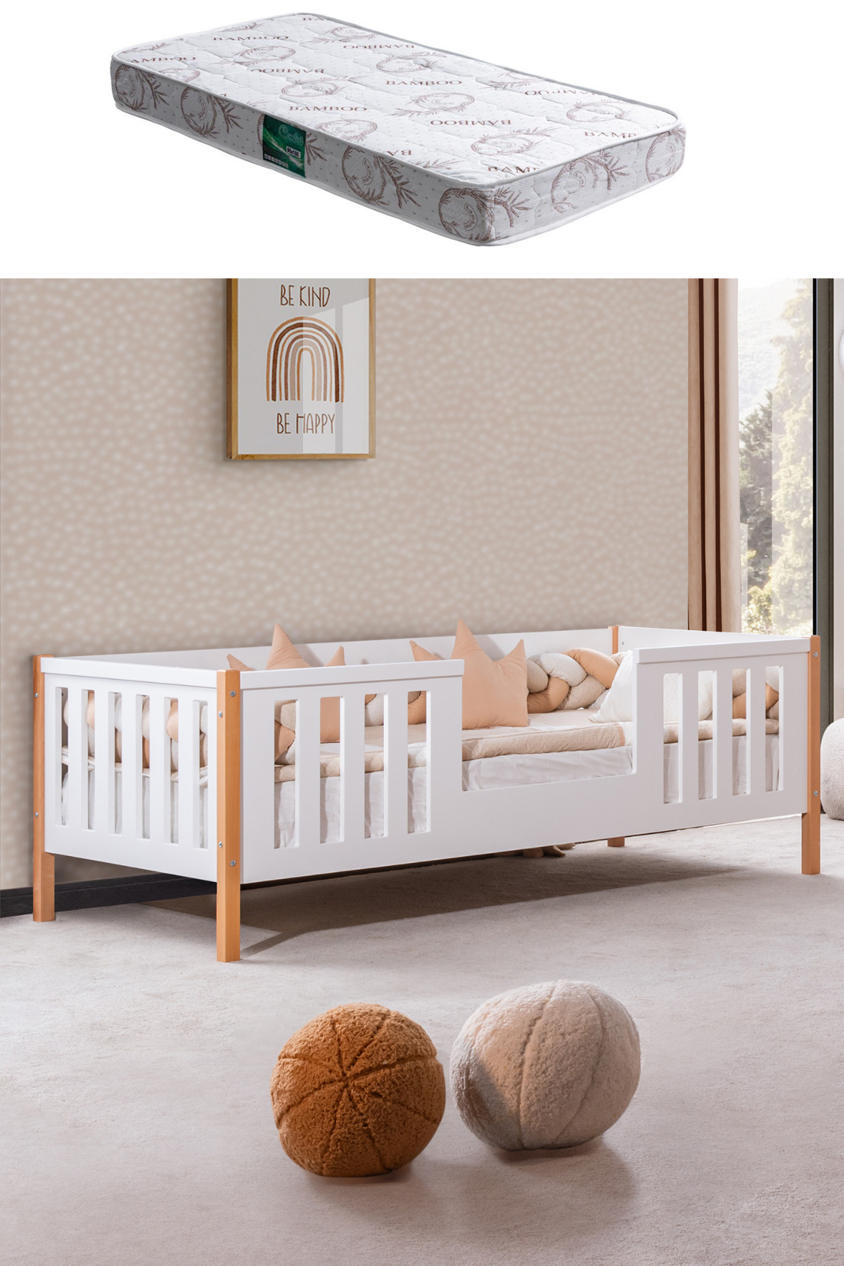 Setay Montessori Karyola, Berlin Mdf Montessori Yatak - Ceviz 1 Adet Comfort Yatak