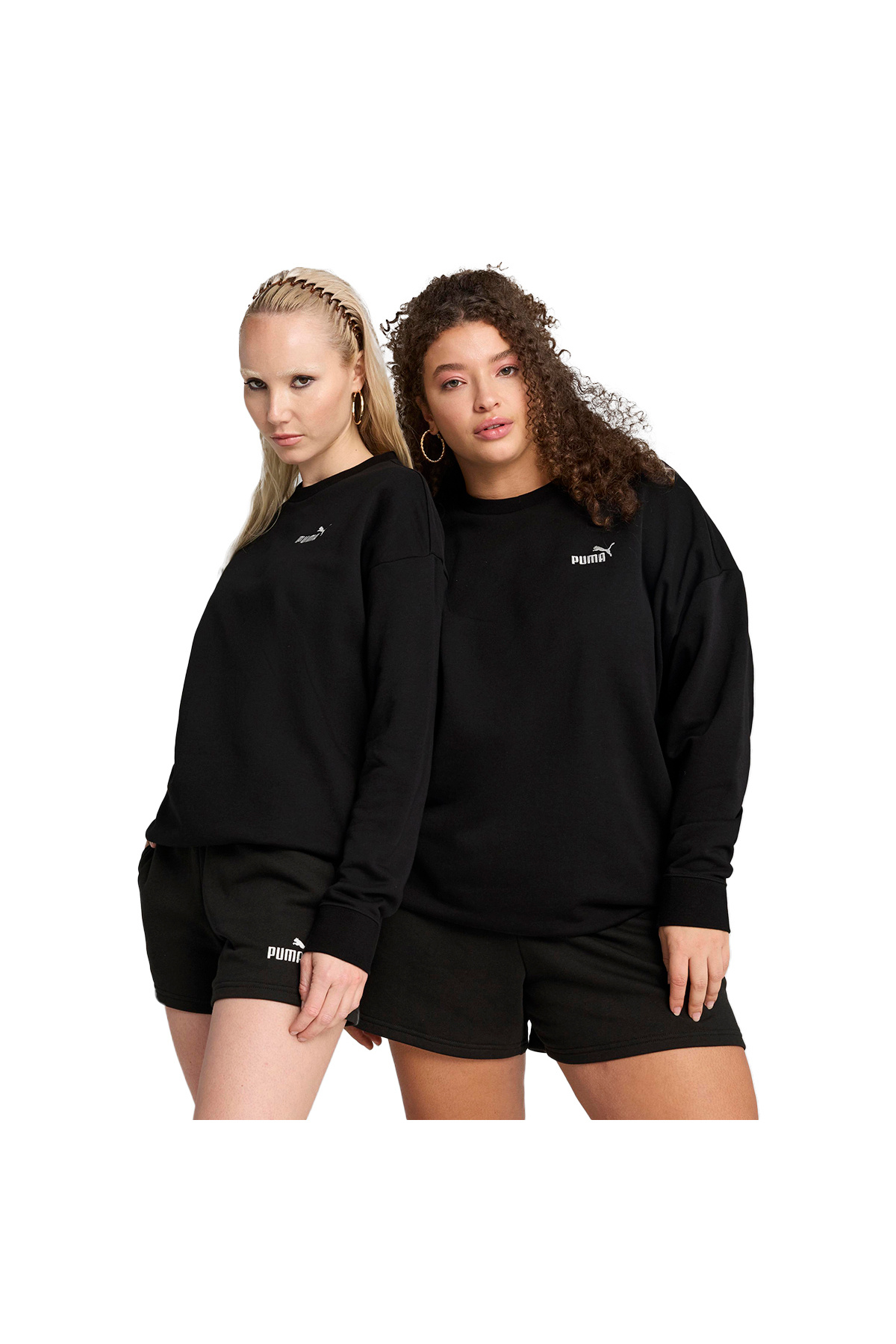 Puma Ess No.1 Logo Relaxed Crew Kadın Siyah Günlük Stil Sweatshirt 68497501