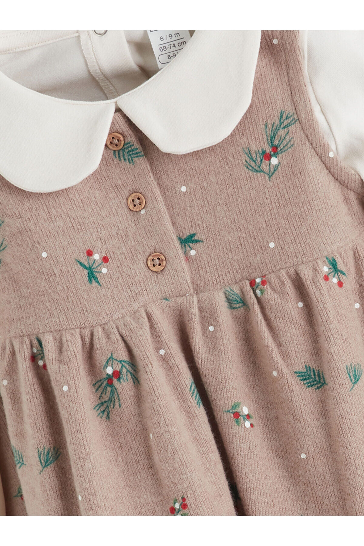 LC Waikiki Kahverengi Bebe Yaka Kız Bebek Bluz ve Elbise 2'li fotoğrafı 2 (önizleme)