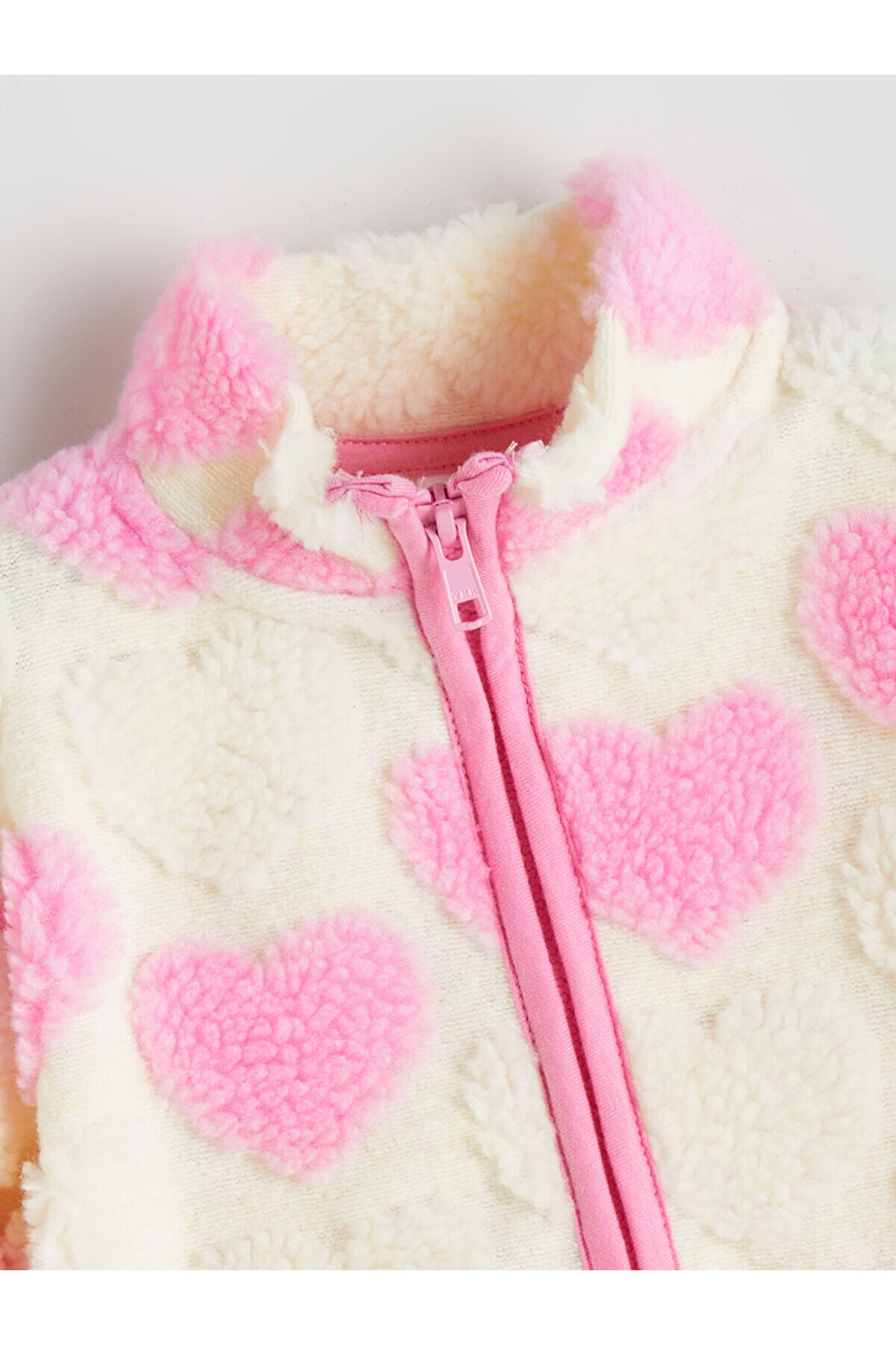 LC Waikiki Meral Collection Ekru Kalp Desenli Kız Bebek Hırka fotoğrafı 3 (önizleme)