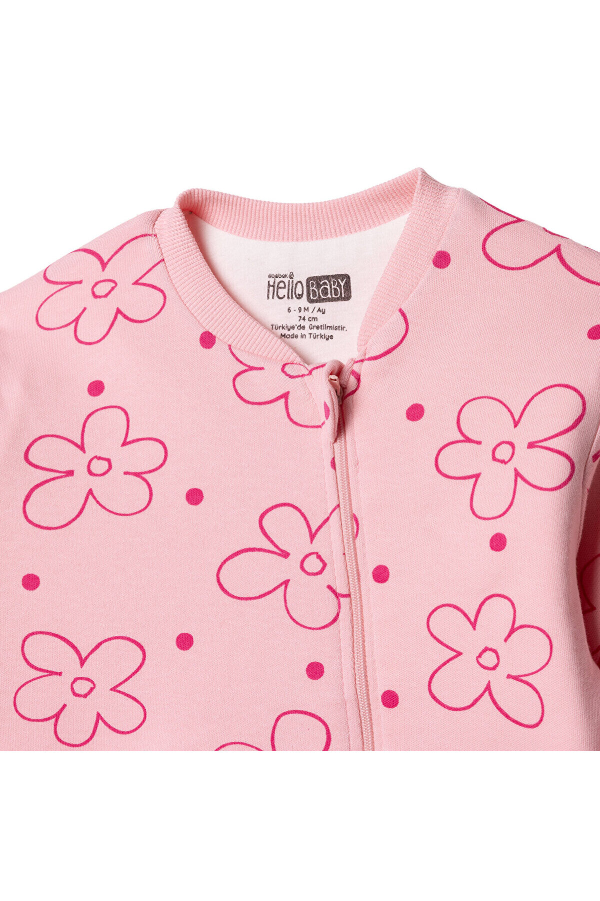 ebebek Hello Baby HelloBaby Kız Bebek Uyku Tulumu 1 Tog İnterlok Bisiklet Yaka Uzun Kol Ribanalı Paça fotoğrafı 3 (önizleme)