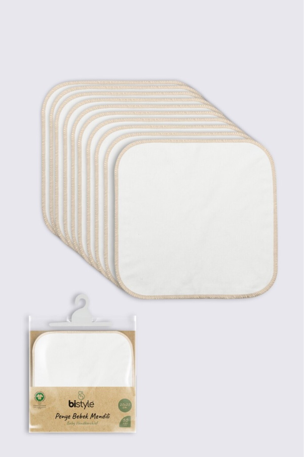AyrStore Bistyle Organik 20x20 10'Lu Penye Mendil 90102 Ekru