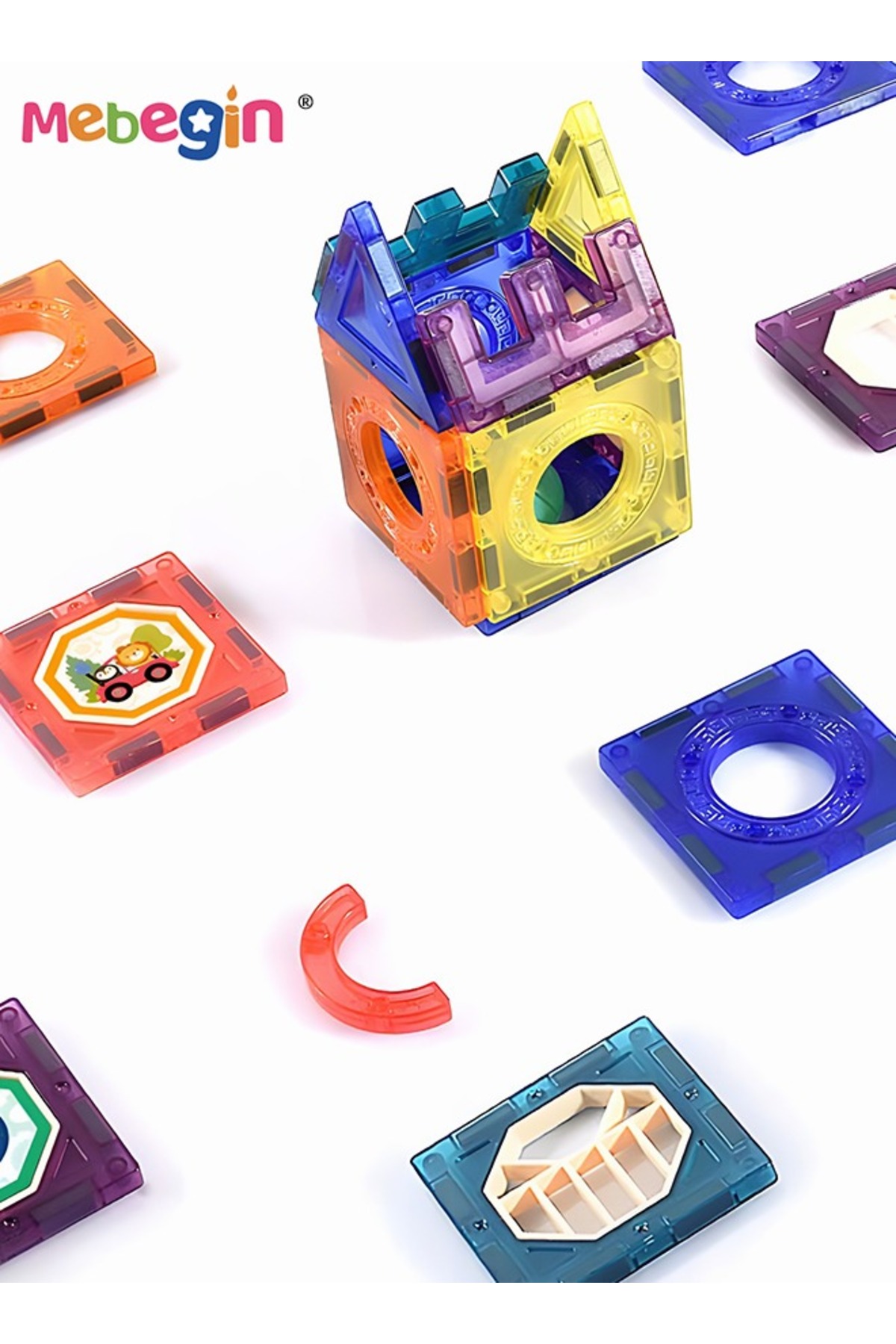 ۱۱۱ عدد بلوک ساختمانی رنگی با چراغ برای کودکان، ورق مغناطیسی سه‌بعدی مونتاژ کودکان