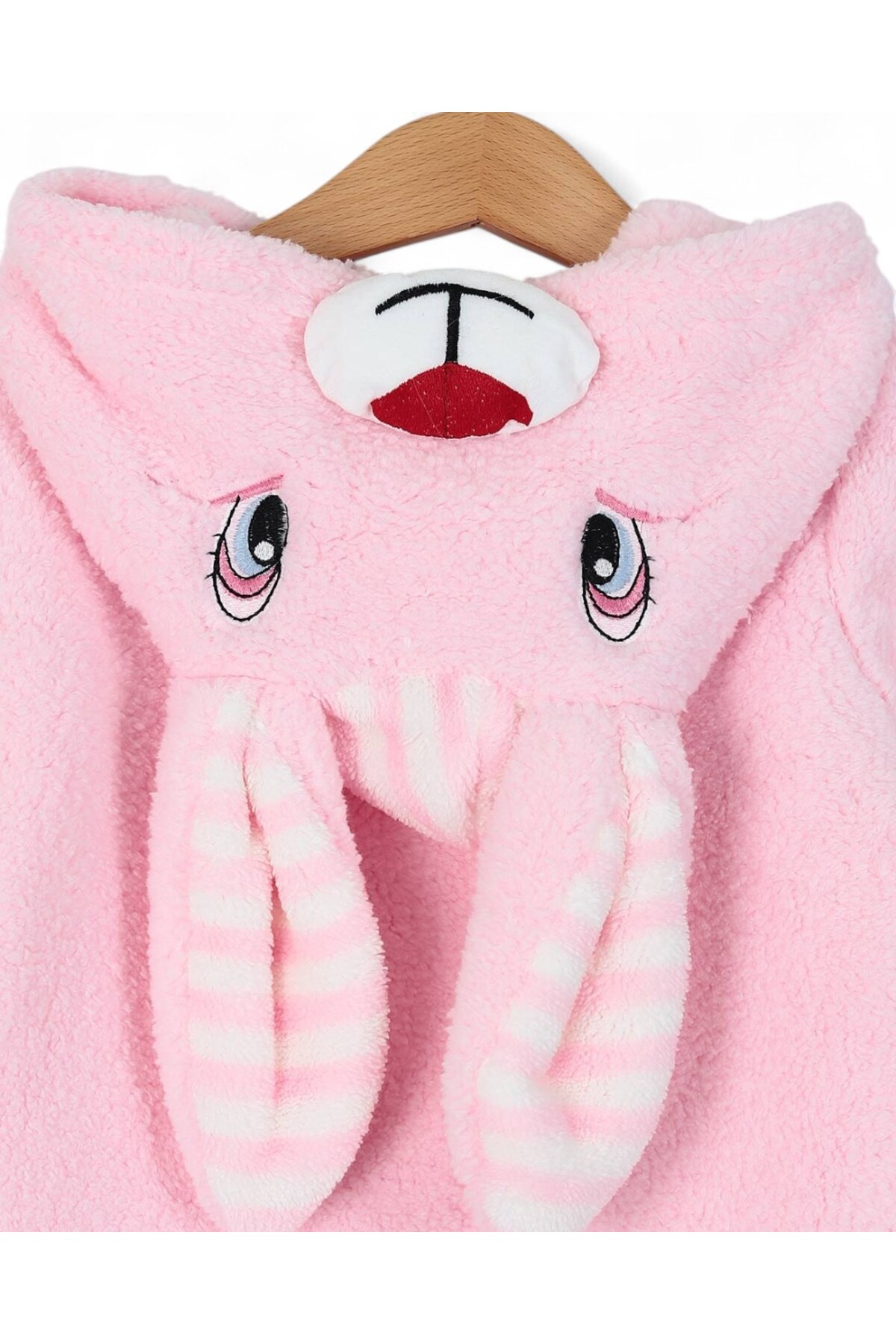 Egelite Kız Bebek 0-9 Ay Kapüşonlu Kulak Detaylı Tavşan Temalı Fermuarlı Welsoft Kışlık Kalın Tulum fotoğrafı 6 (önizleme)