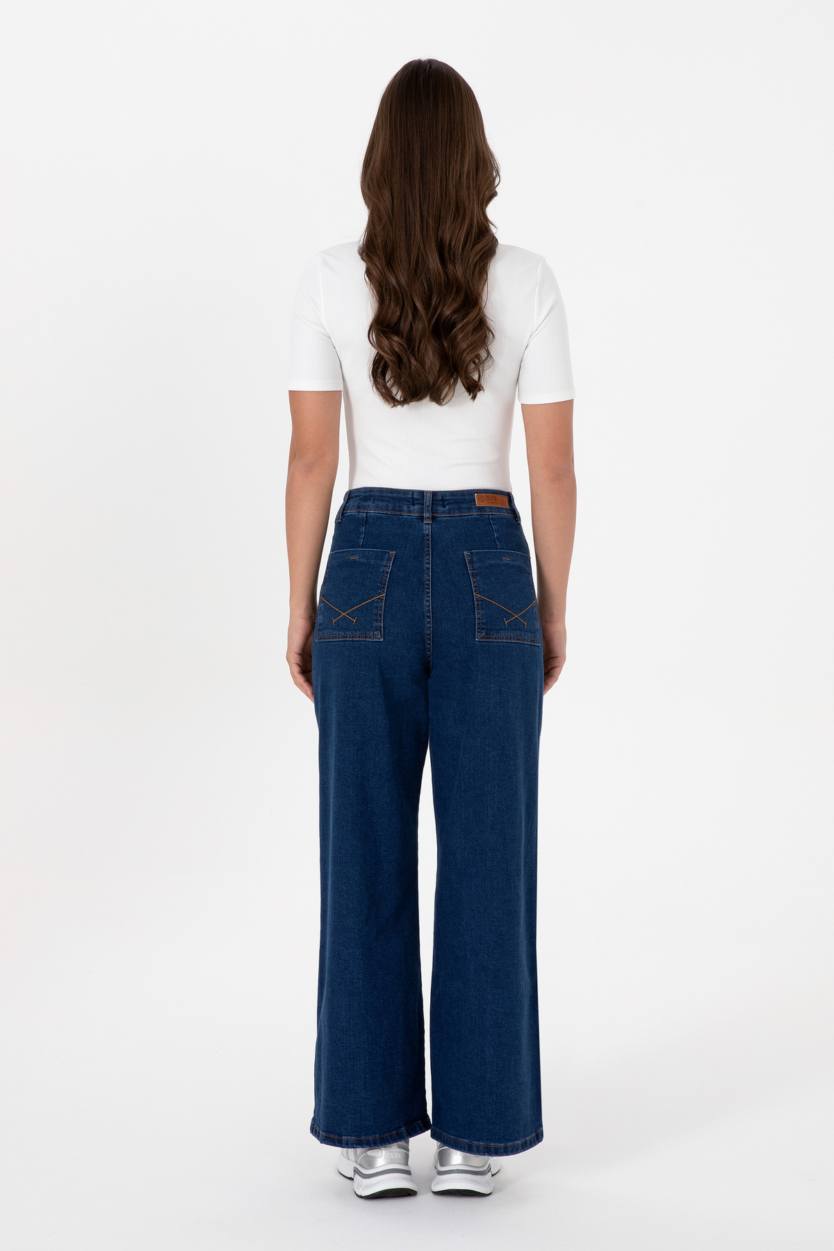 U.S. Polo Assn. Kadın Mavi Flaire High Waist Fit Jean Pantolon 50316581-DN0022 görsel 4