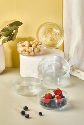 Lora Bianca Mirano 6 Parça Cam Çerez - Sos - Lokum Mini Sunum Kasesi - 11 CM