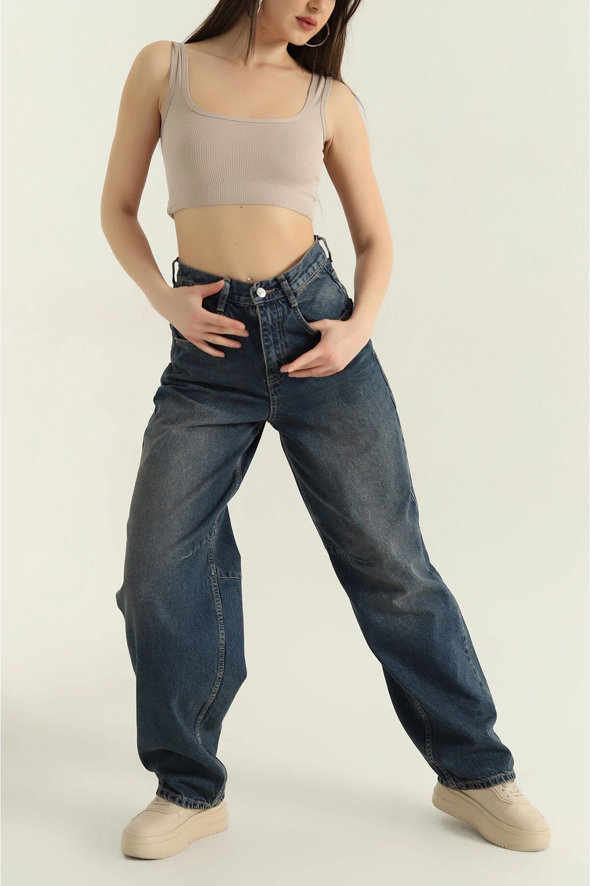 SHEVANE YENİ SEZON//YÜKSEK BEL//BAGGY JEANS//ARKA TOKA DETAYLI//KADIN KOT PANTOLON