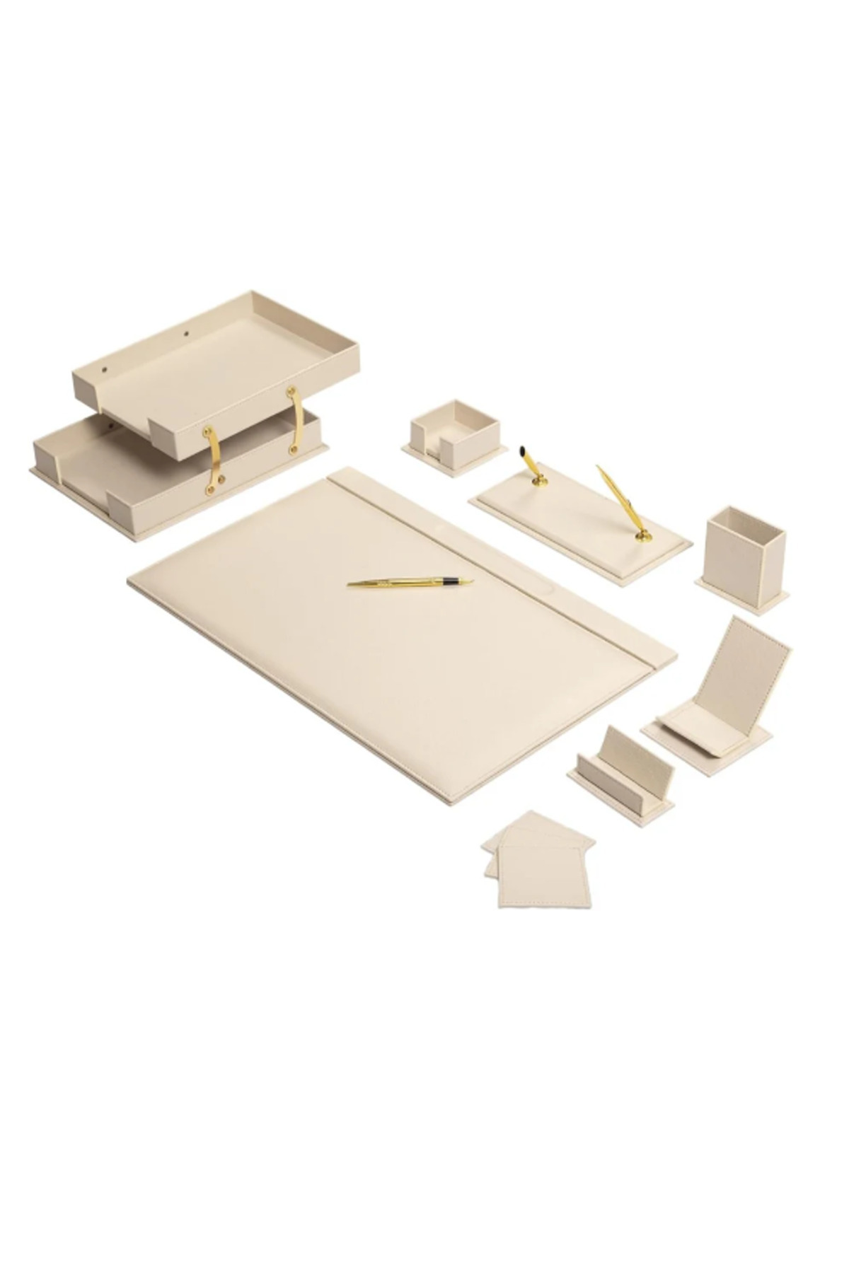 Güner Ofis Lüks Deri Sümen Takımı 12 Parça Ofis ve Makam Masası Seti