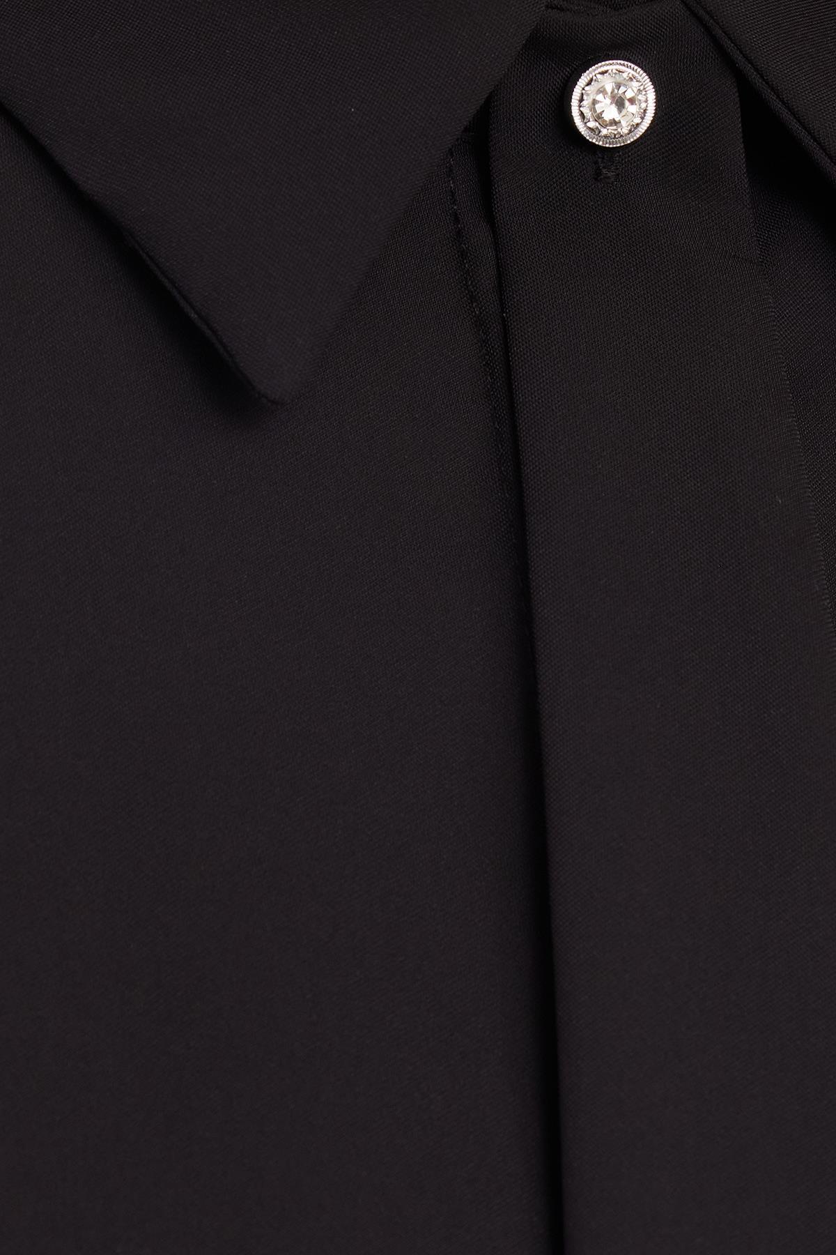 Tudors  Kadın Standart Fit Normal Kesim Fiyonklu Siyah Gömlek - Görsel 6