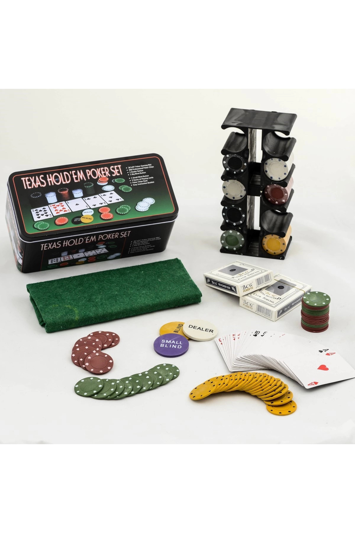 YNT İthalat Poker Oyunu 200 Chip Ve 2 Adet İskambil Kağıt Setine Sahip Poker Oyunu Alk2540