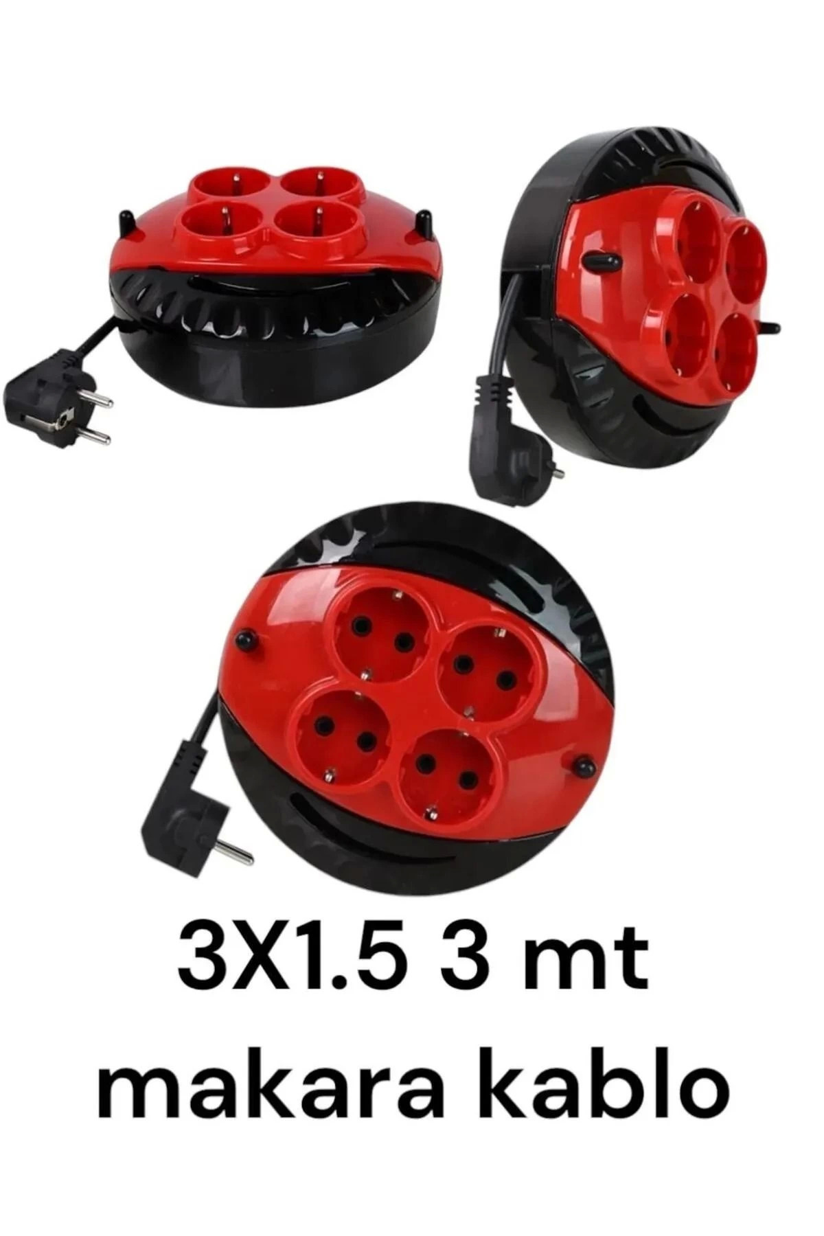 calperia Mini Kablolu Makara 4'lü 3mt (3x1,5cm)(1 Adet) ( Lisinya )