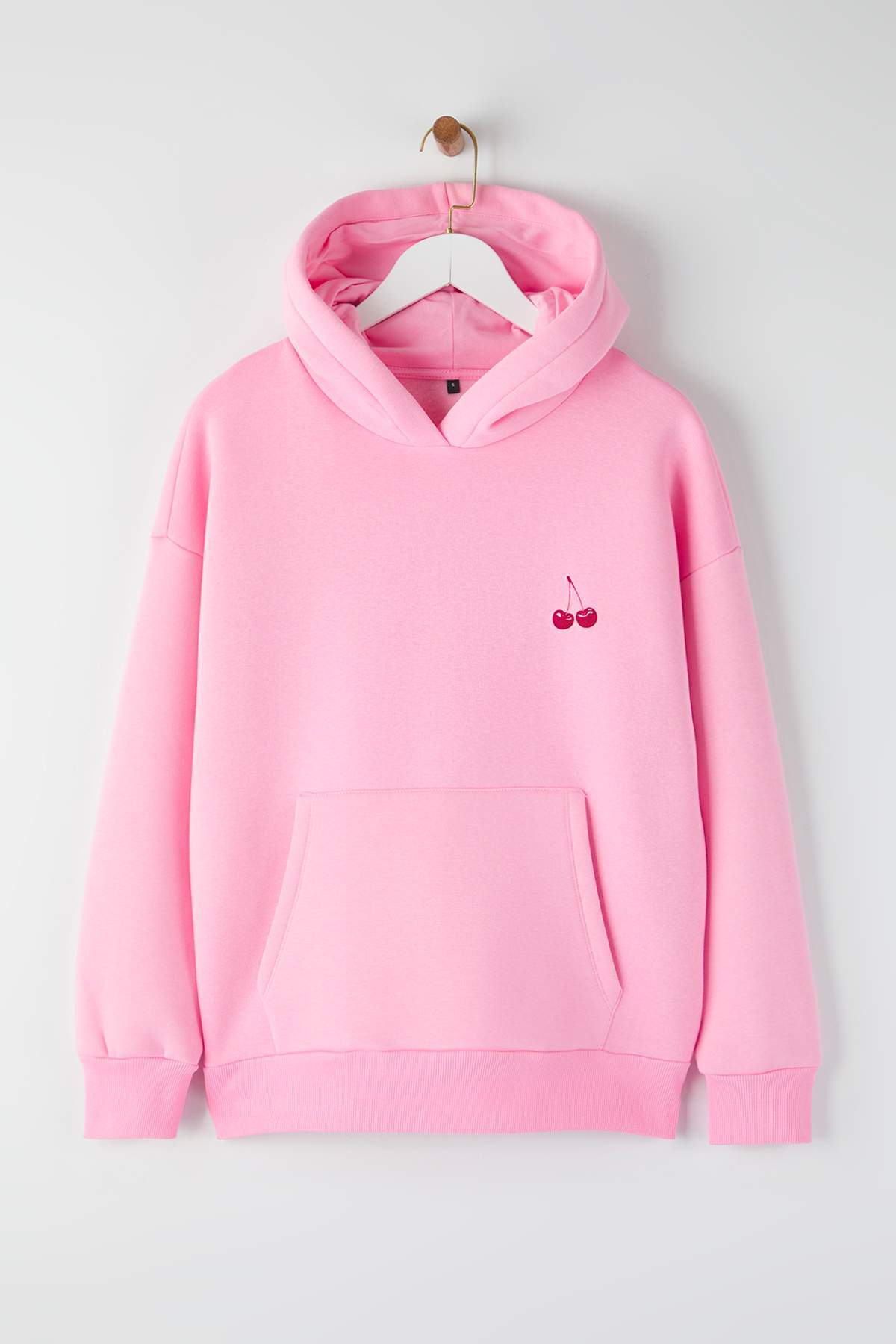 Trendyolmilla  Açık Pembe Sırt ve Ön Baskılı Kapüşonlu Oversize/Geniş Kalıp Örme Sweatshirt TWOAW26SW00042 - Görsel 6