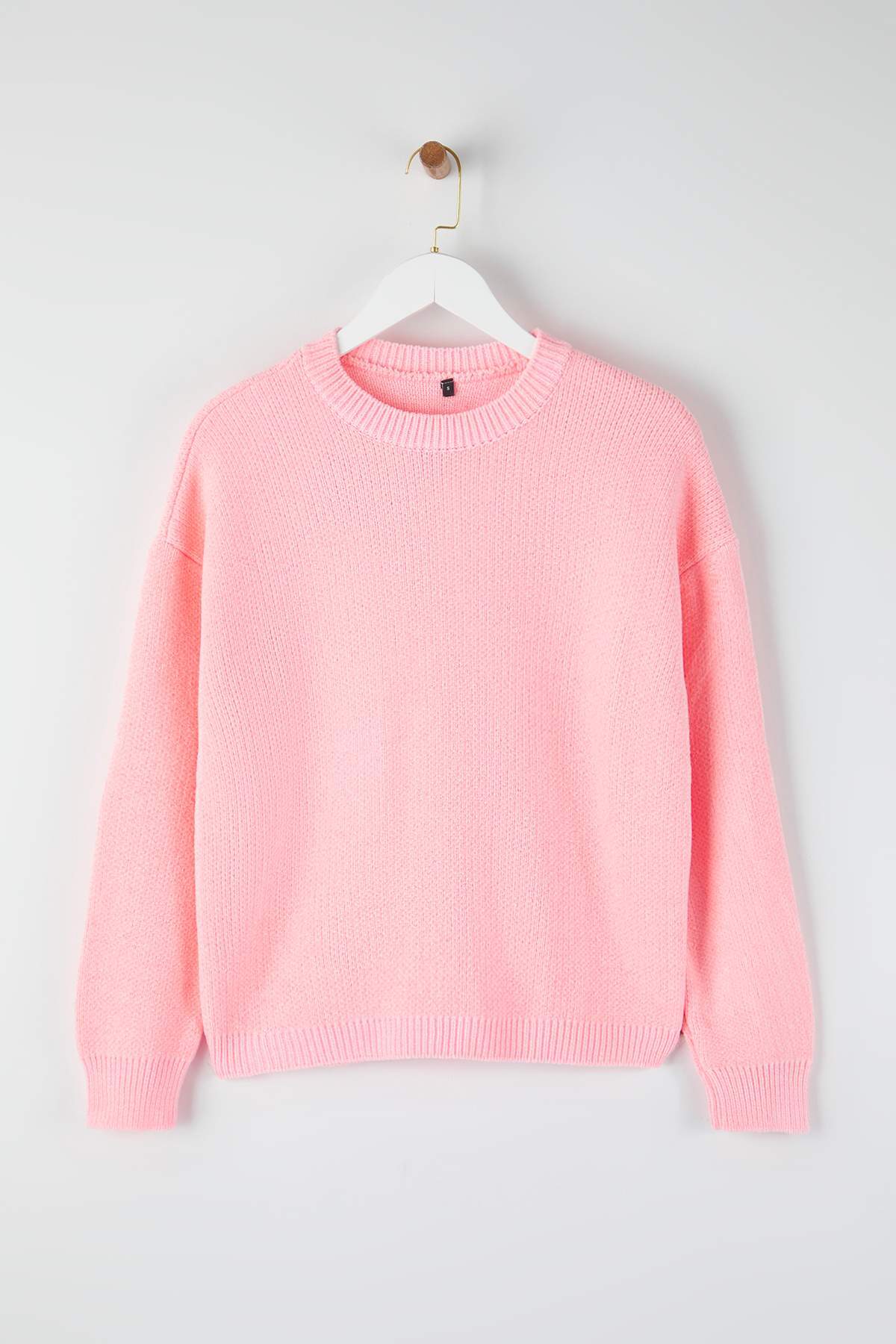 Trendyolmilla  Pembe Geniş Kalıp Özel İplik Triko Kazak TWOAW26KZ00090 - Görsel 5