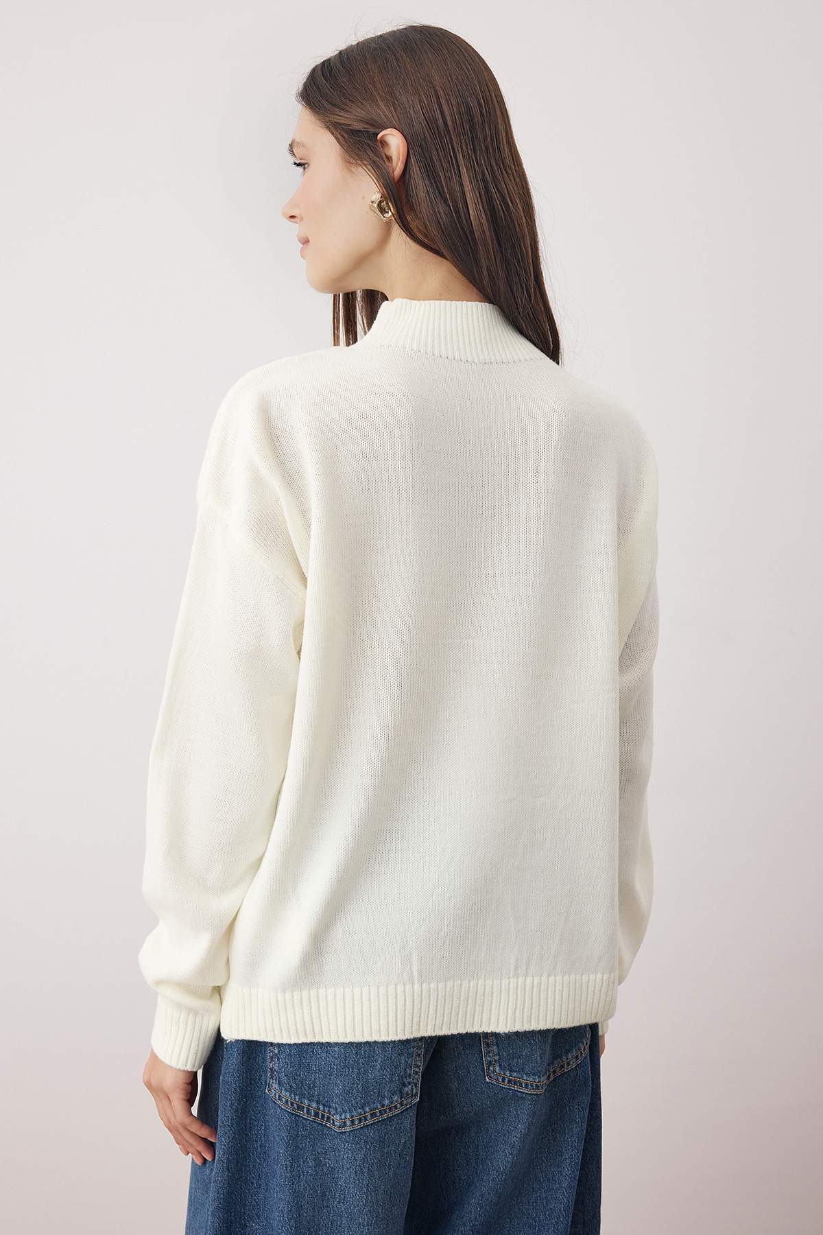 Trendyolmilla  Siyah-Ekru Basic İkili Paket Triko Kazak TWOAW26KZ00232 - Görsel 4