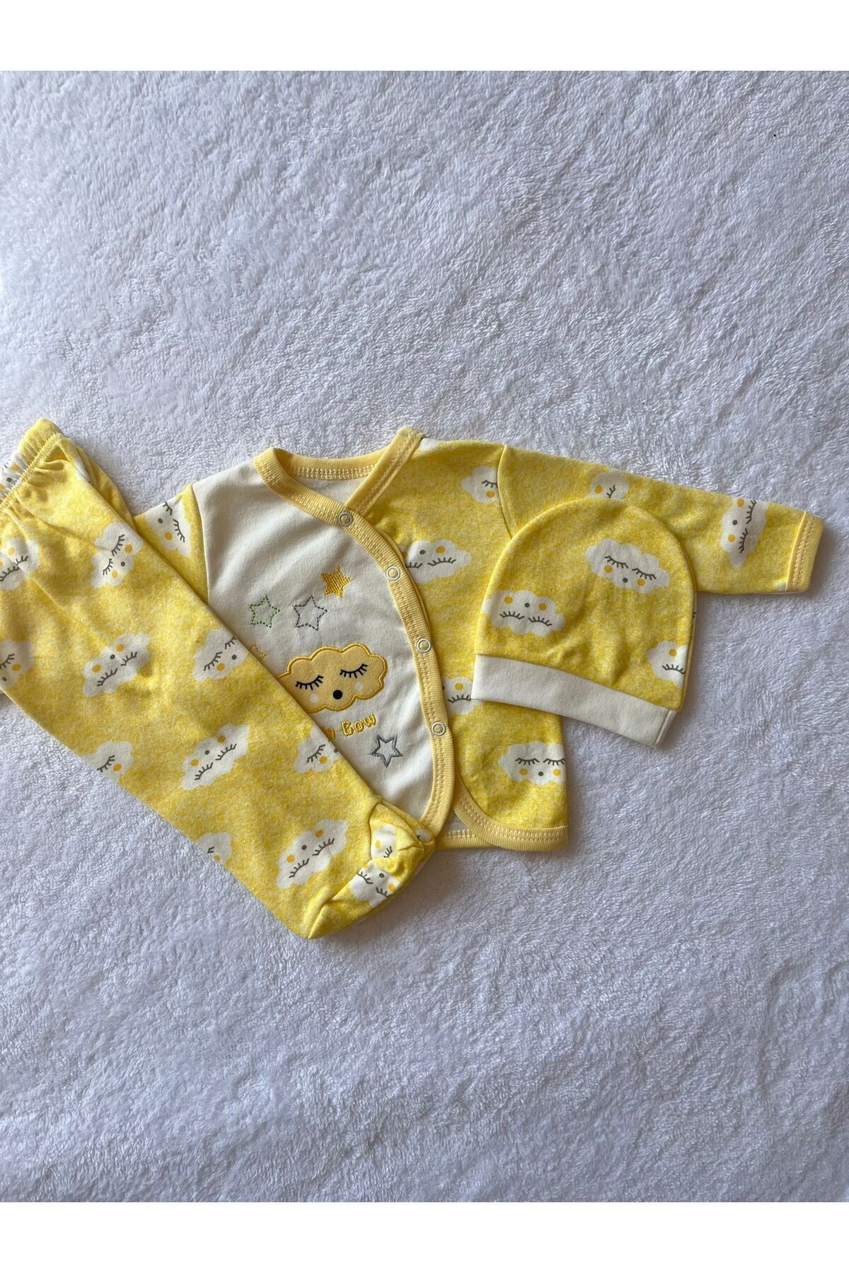 MBK GARDEN Şapkalı 3'lü Bebek Takımı 0-3 Ay,Yenidoğan fotoğrafı 3 (önizleme)