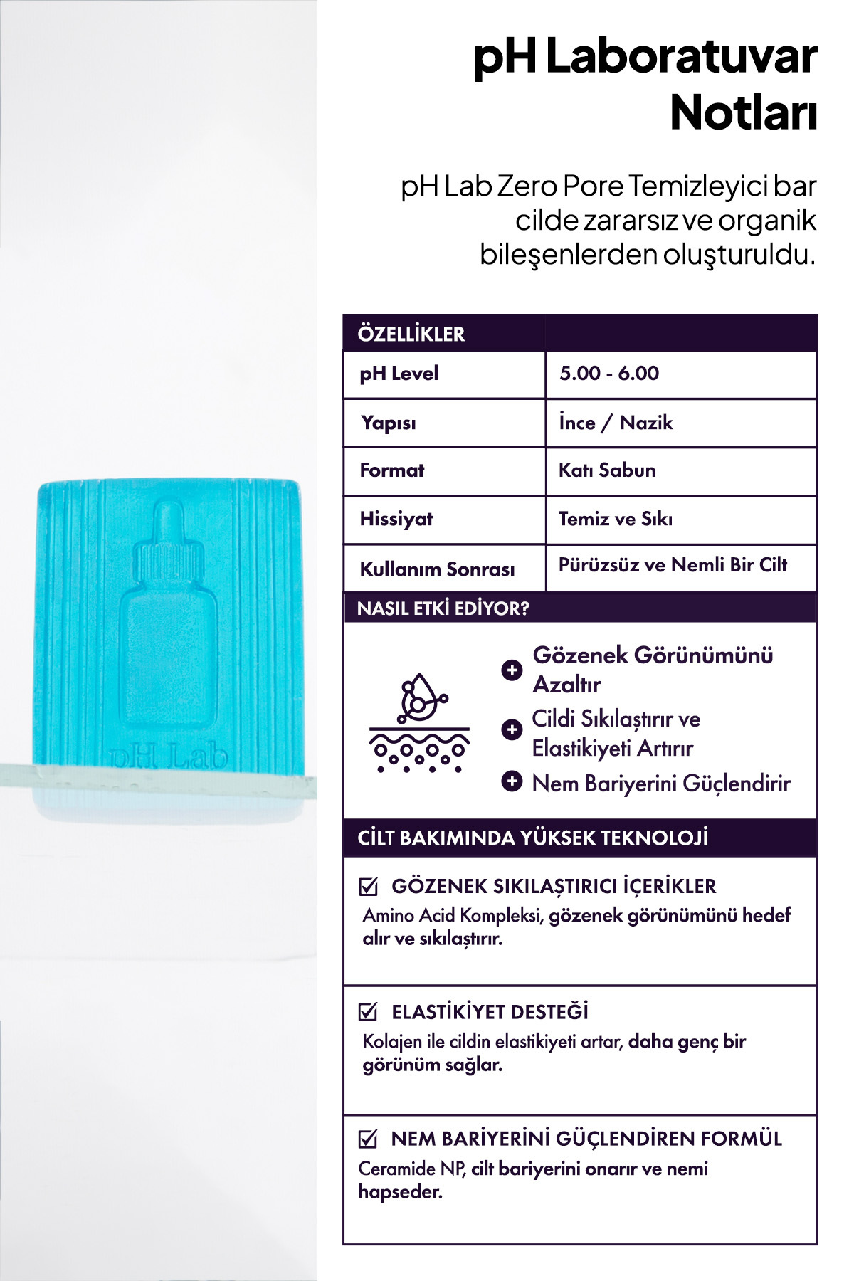 Phlab Zero Pore Gözenek Sıkılaştırıcı Temizleme Barı, Gözenek Temizleyici Etkili Sabun — PZPGSTB01 — تصویر 4 از 8