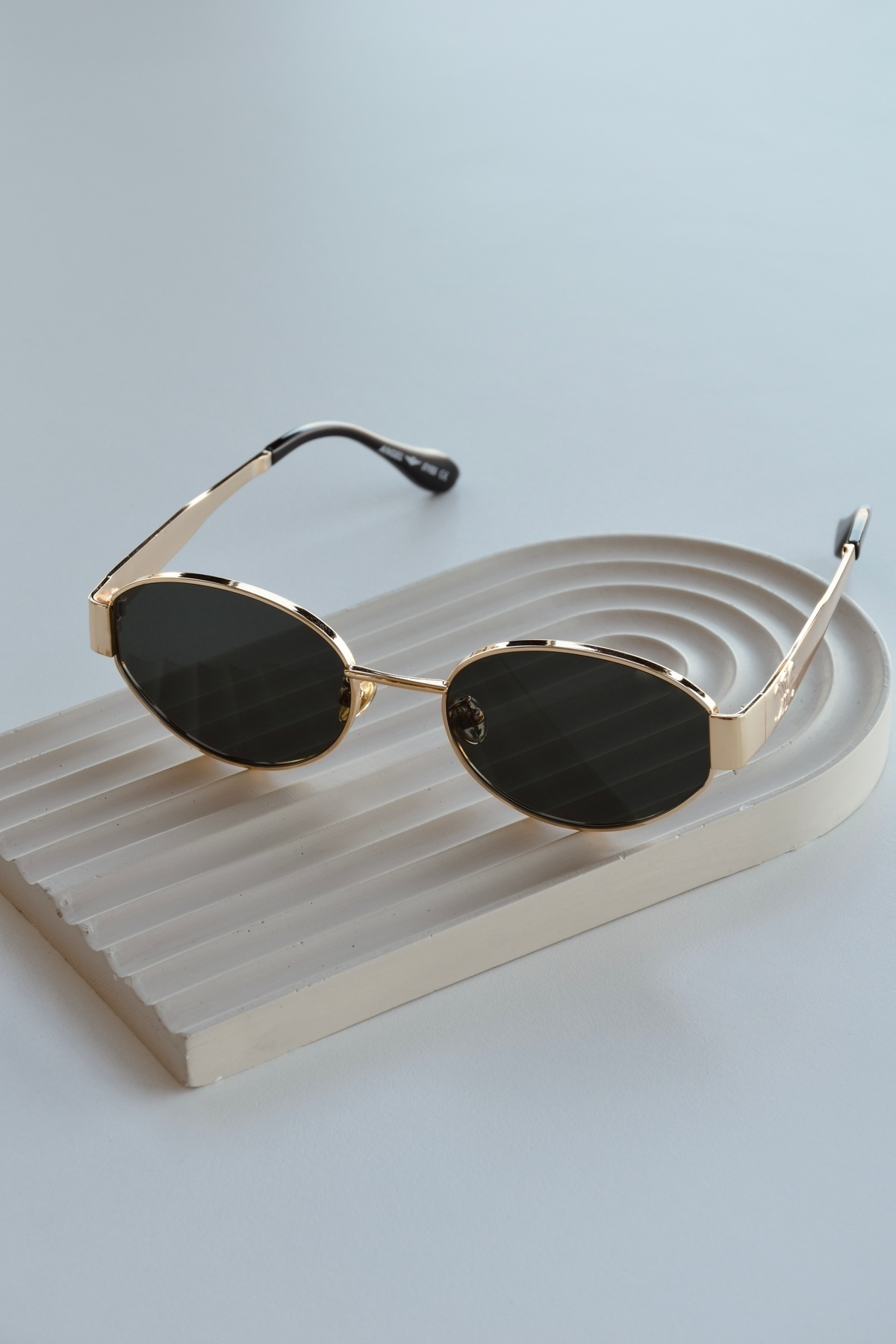 LOOKUP NEW Alev 56 Ekartman Unisex Kadın Uv400 Korumalı Oval Gold Siyah NyIon Cam Metal Güneş Gözlüğü görsel 4
