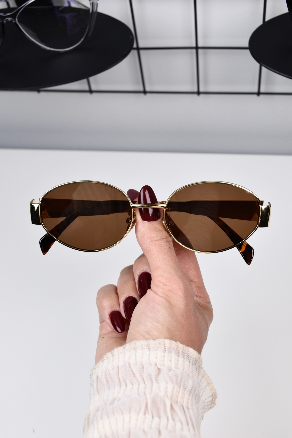 LOOKUP NEW Alev Unisex Kadın Erkek Uv400 Korumalı Oval Kahverengi Gold Leopar NyIon Cam Metal Güneş Gözlüğü görsel 8