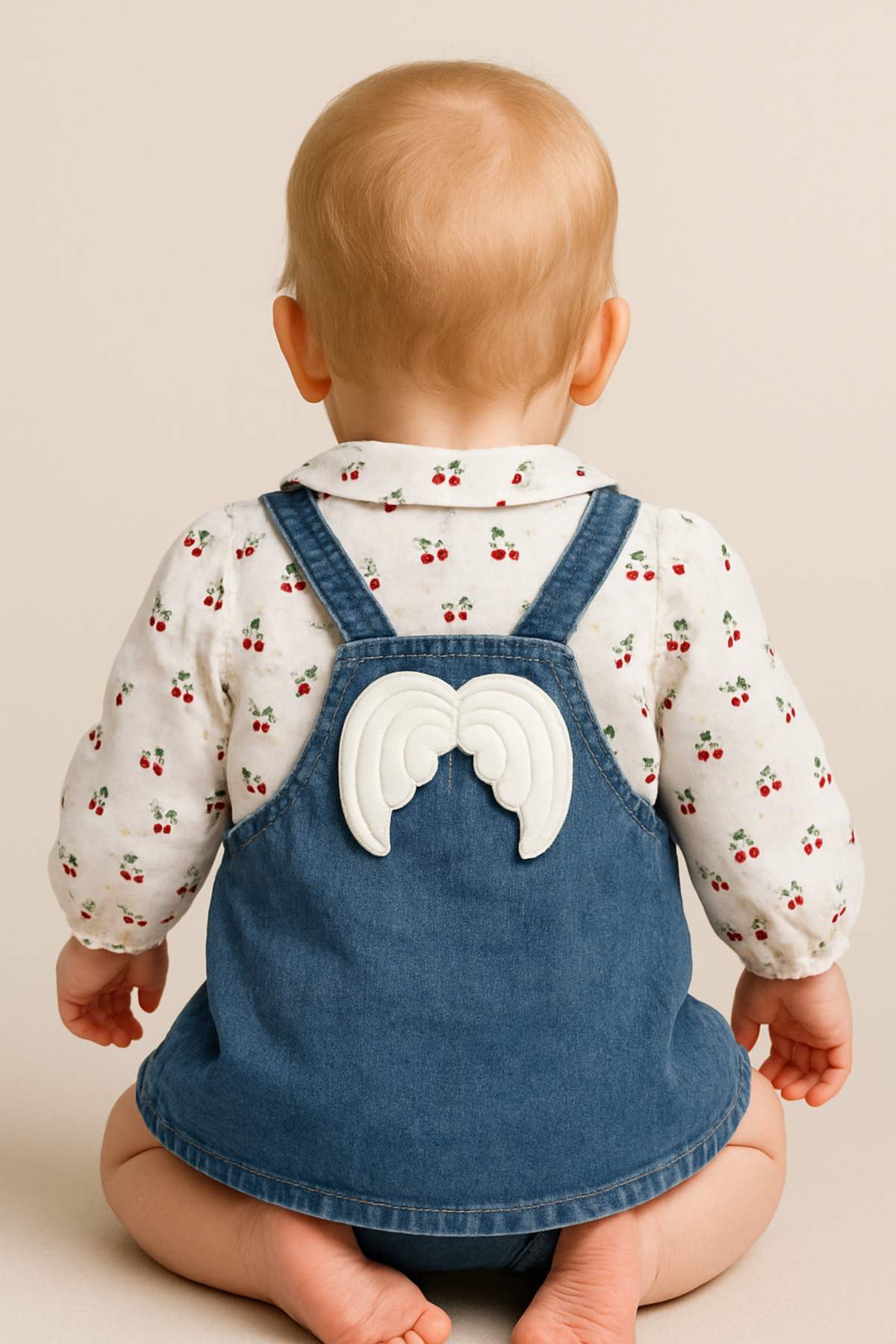 CROCODAYS Kız Çocuk Kot (JEANS) Desenli Gömlekli Kanatlı Jile Takımı (6/9/12/18) Ay fotoğrafı 2 (önizleme)