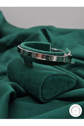 Luminosity Graft 6mm 925 Ayar Gümüş Modern Çivili Düz Model Kadın Kelepçe Bil...