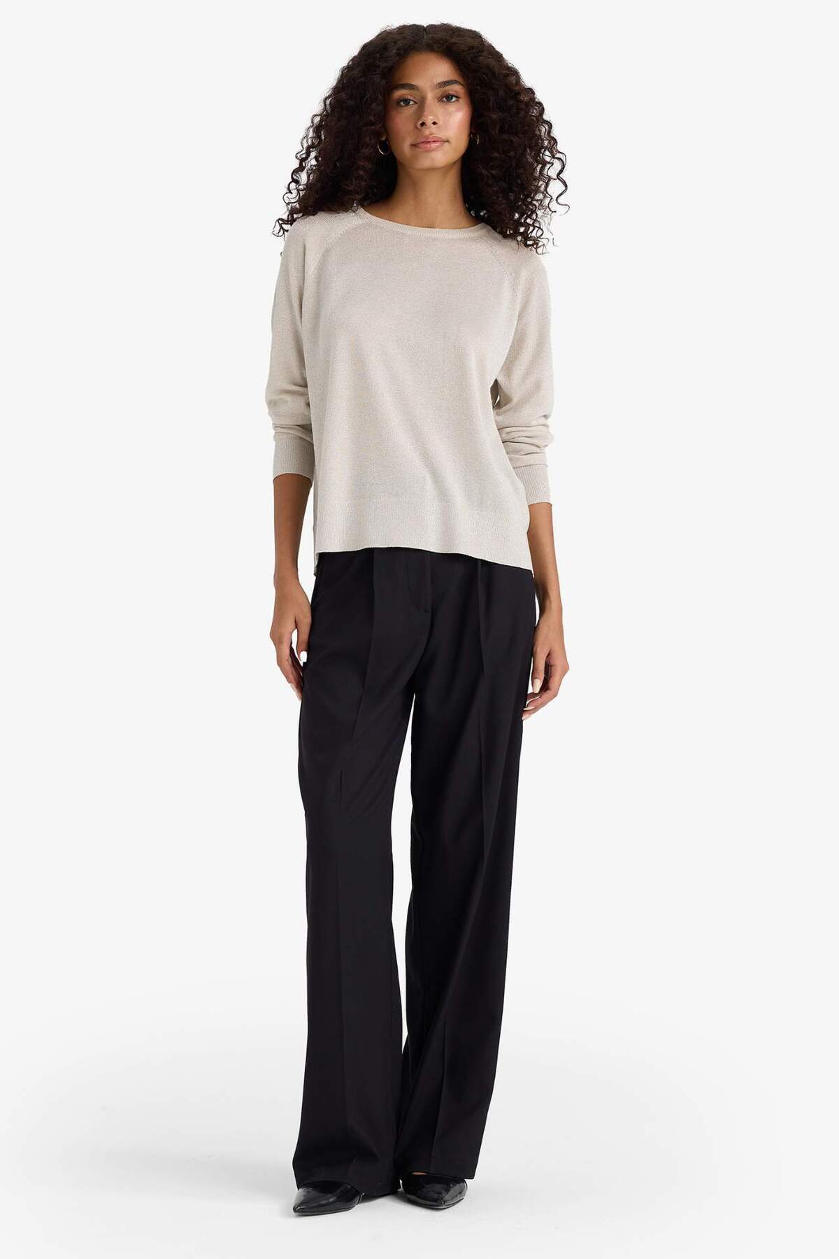DeFacto Regular Fit Bisiklet Yaka Basic Triko Kazak C6818AX24WN görsel 2