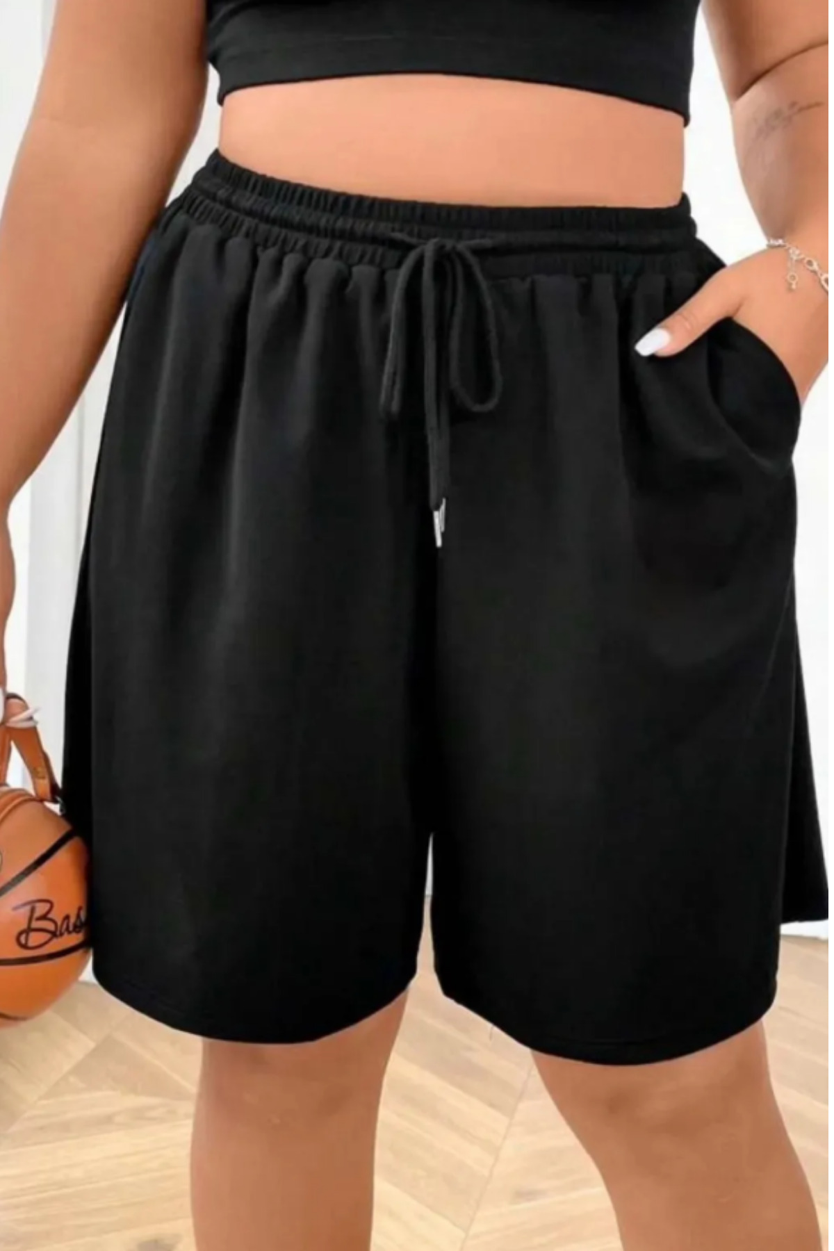 EydaMoon Kadın Rahat Kesim Oversize Geniş Paça Bel Lastikli Şort