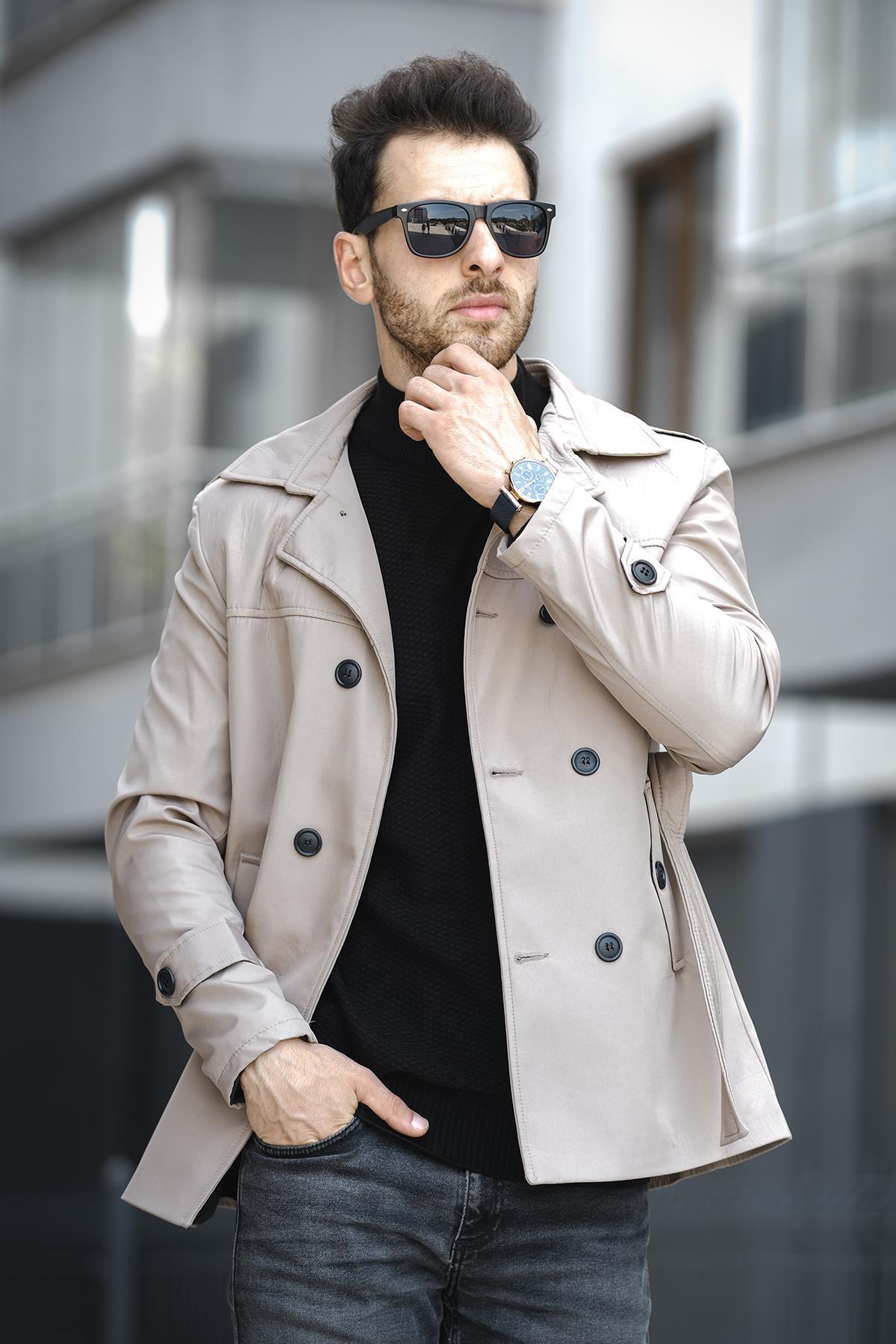 Oksit  Lusaka Su İtici Slim Fit Kemer Detaylı Trençkot - Görsel 2