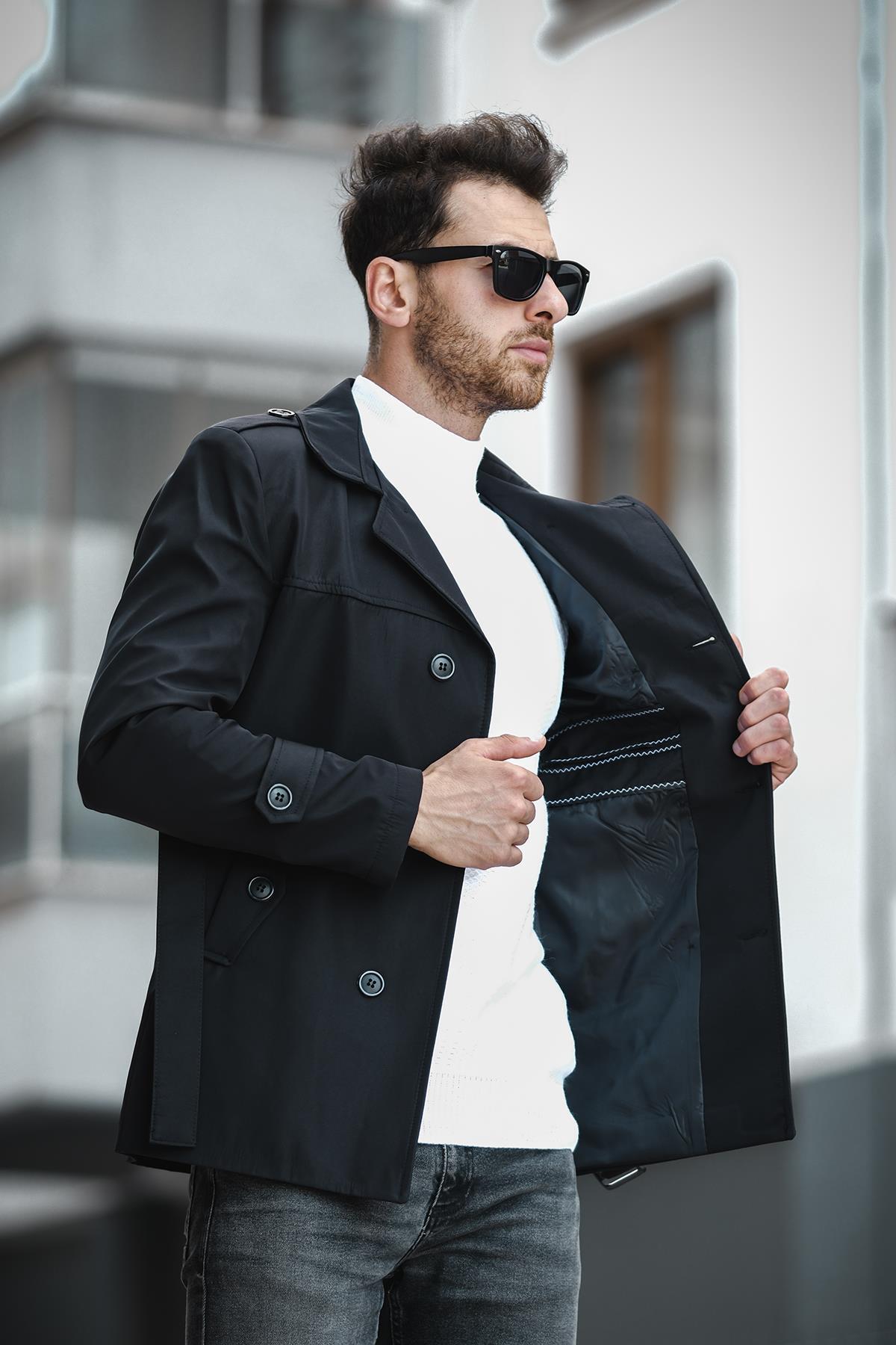 Oksit  Lusaka Su İtici Slim Fit Kemer Detaylı Trençkot - Görsel 3