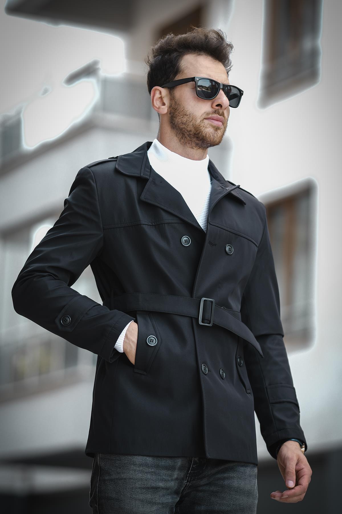 Oksit  Lusaka Su İtici Slim Fit Kemer Detaylı Trençkot - Görsel 5