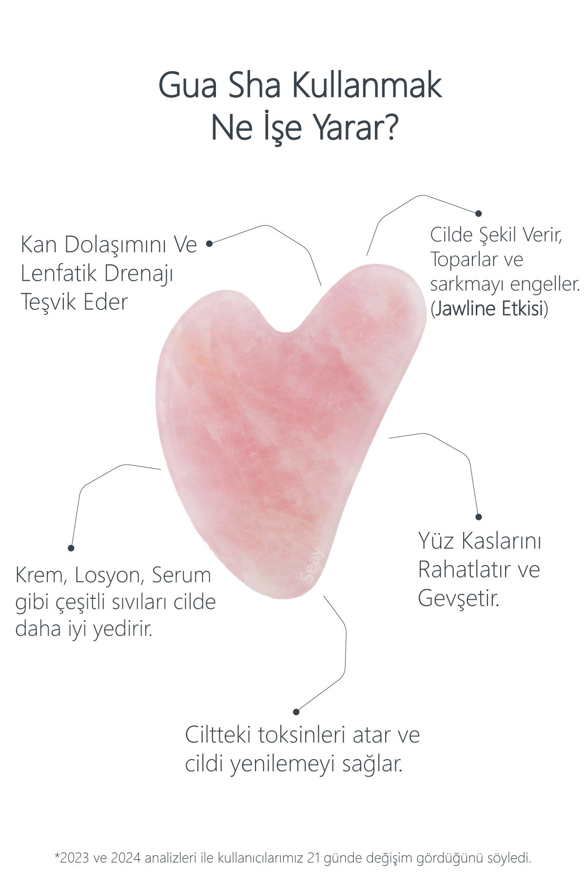 Pembe Kuvars Taşı Gua Sha Yüz Masaj Aleti Değerli Doğal Taş Sertifikalı — صورتی Seay910237 — تصویر 5 از 7