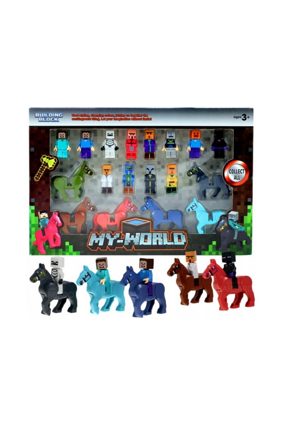 Natavanbutık 🧱🎮 My World Blok Karakter ve At Figür Seti 🎮🧱 – 18 Parça Koleksiyon Oyuncak fotoğrafı 5 (önizleme)