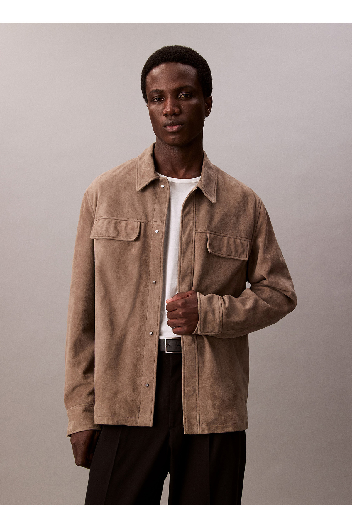 کلوین کلاین ژاکت مردانه خاکستری معمولی LV04LC425GPDK_LS ژاکت پیراهن جیر