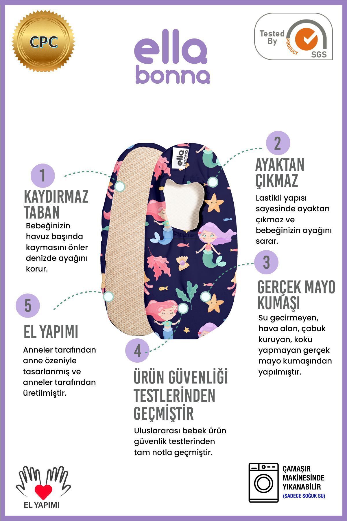 Ella Bonna Kaydırmaz Taban, Unisex Bebek, Çocuk Deniz Ayakkabısı, Havuz Patiği, Okyanus Hayatı fotoğrafı 3 (önizleme)