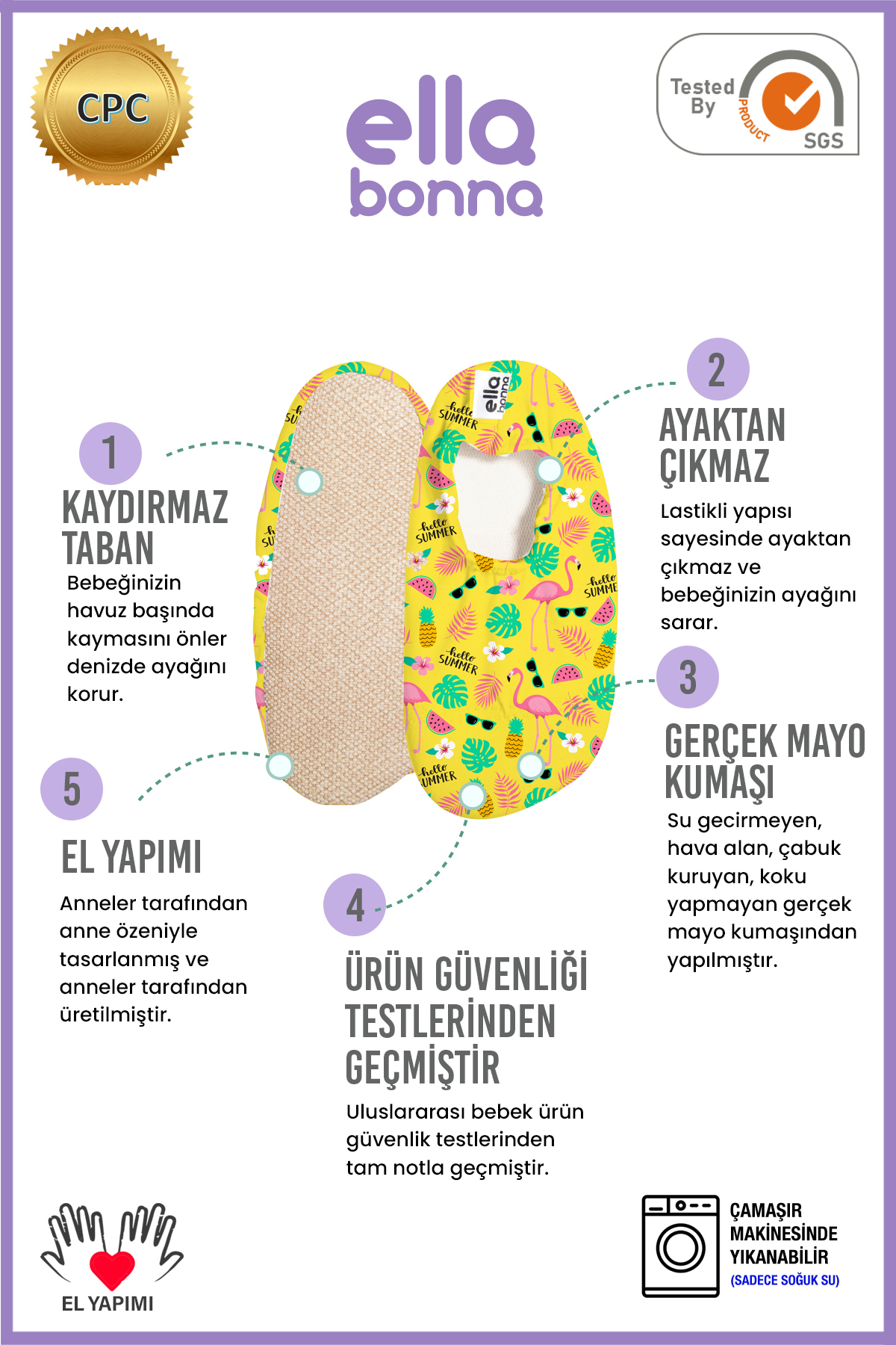 Ella Bonna Kaydırmaz Taban, Unisex Bebek, Çocuk Deniz Ayakkabısı, Havuz Patiği, Yaz fotoğrafı 3 (önizleme)