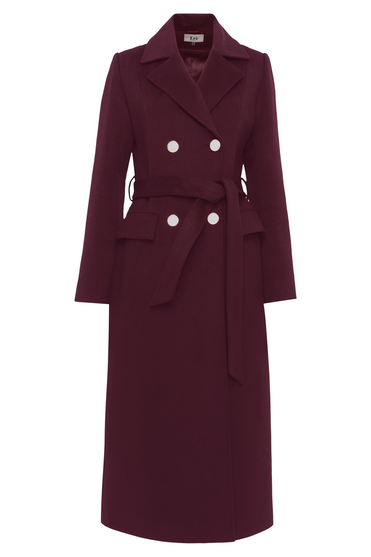 IDA Collection Gold Detaylı Kruvaze Kaban Bordo görsel 5