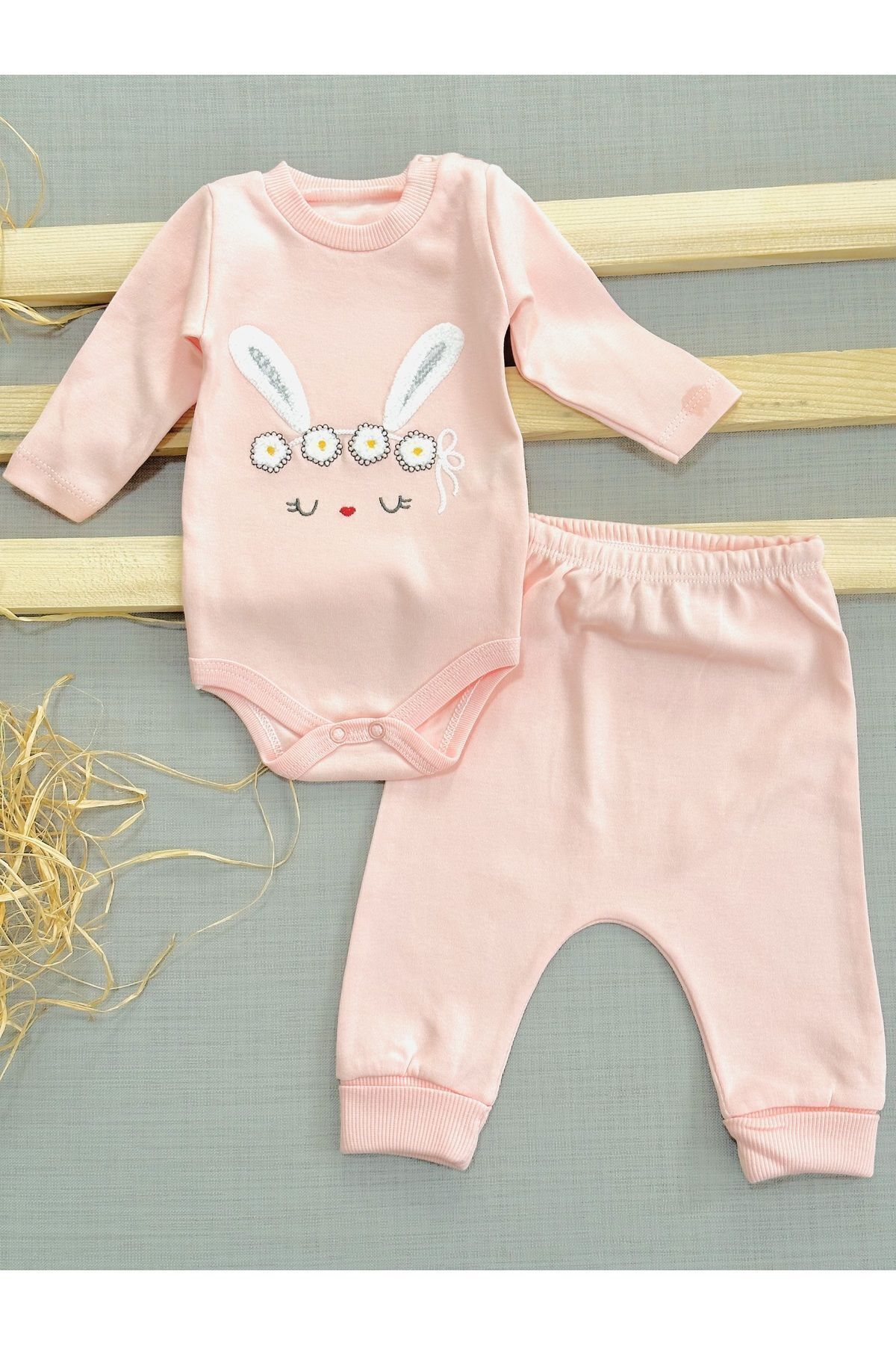 VOY KİDS YENİDOĞAN KIZ BEBEK HEDİYELİK 3 PARÇA TAVŞAN KULAKLI ŞİRİN ZIBIN TAKIMI fotoğrafı 7 (önizleme)