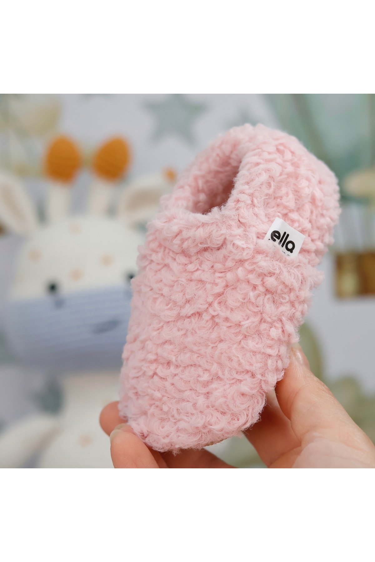 Ella Bonna Teddy Bebek Pandufu Ev Patiği, Kaydırmaz Taban, Organik Pamuk Astar, Ev Kreş Ayakkabısı Pembe fotoğrafı 6 (önizleme)