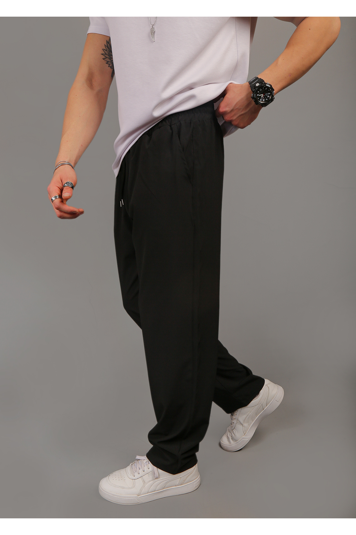 EydaMoon  Baggy Bol Kesim Paraşüt Kumaş Hızlı Kuruyan Eşofman Altı - Görsel 5