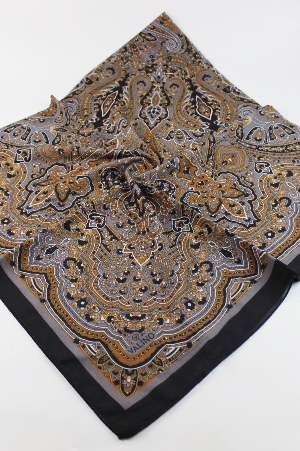120x120 Ethnic Pattern Oversized Scarf Cotton Scarf Oversized Vintage Scarf Anthracite