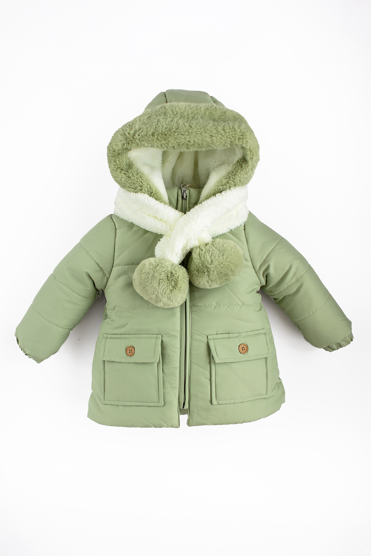 ekozmonot bebek tulumları Unisex Bebek Mont Su Geçirmez İç Kısmı Kalın Welsoft Kapşonlu Kız Çocuk Mont fotoğrafı 4 (önizleme)