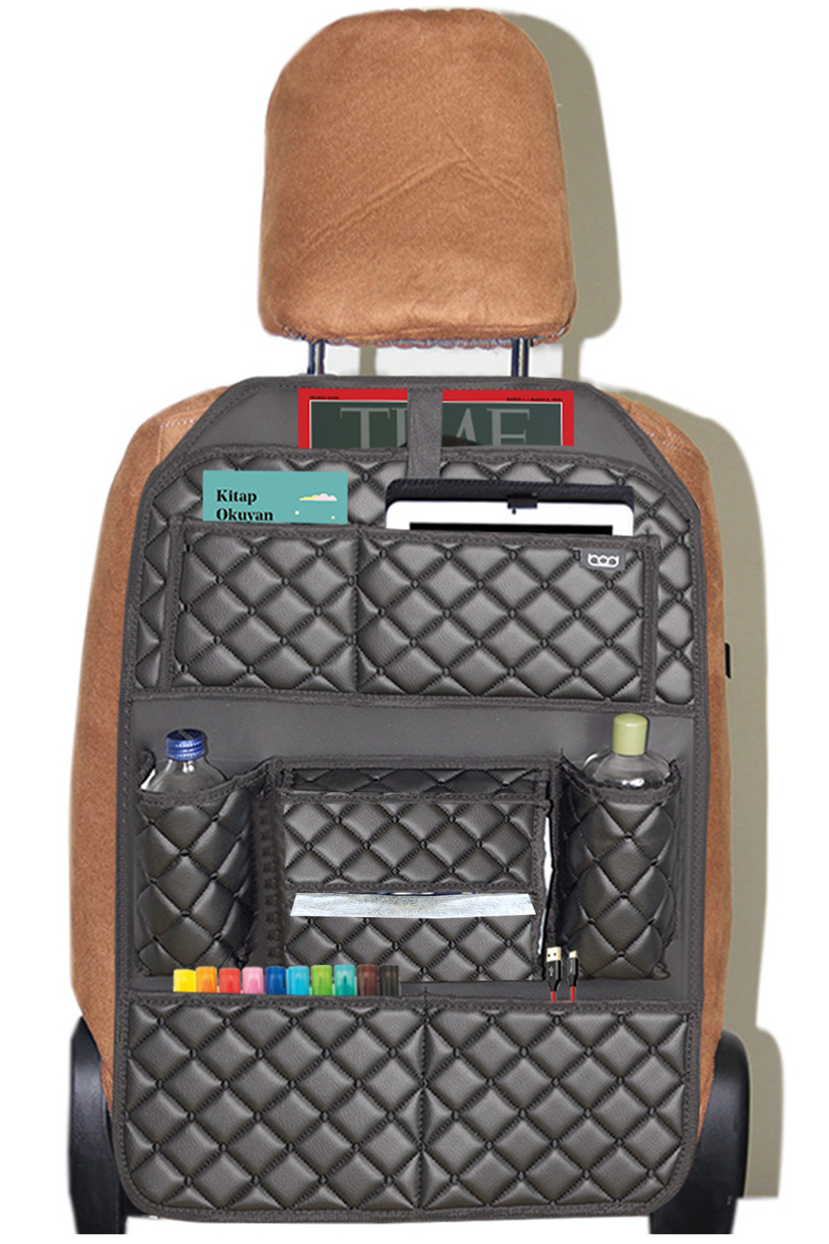 Bod Cunda Oto Koltuk Arkası Koruyucu Eşya Düzenleyici Araç içi Organizer Siyah fotoğrafı 2 (önizleme)