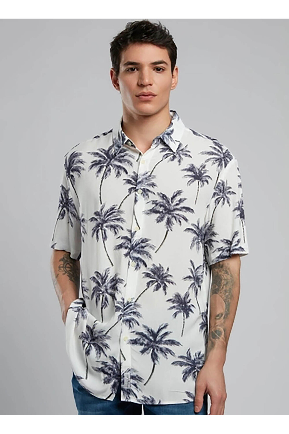 پیراهن مردانه طرح دار آستین کوتاه | لی کوپر Lee Cooper 252 LCM 241021 - تصویر 2