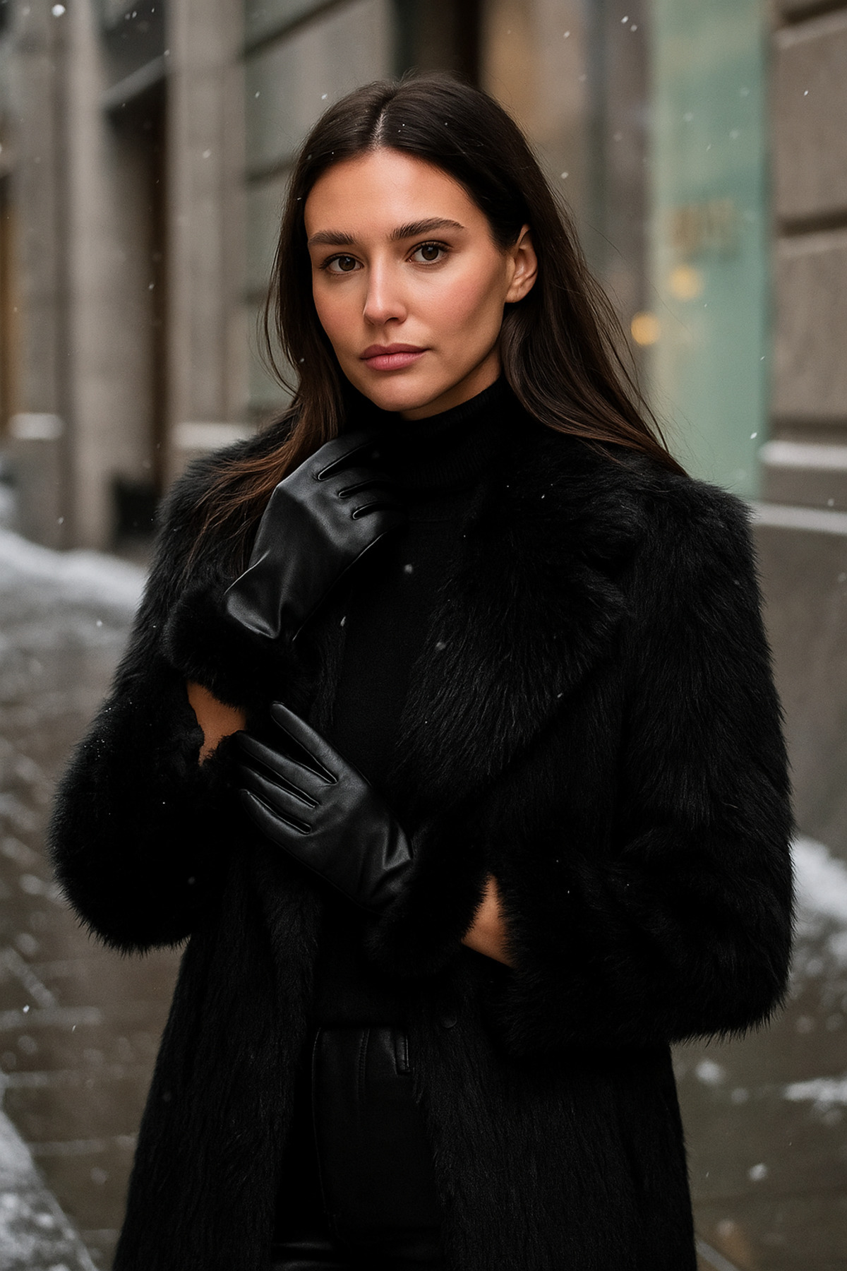 Luminos Butik Kadın Deri Zigzag Detaylı Eldiven Eld20