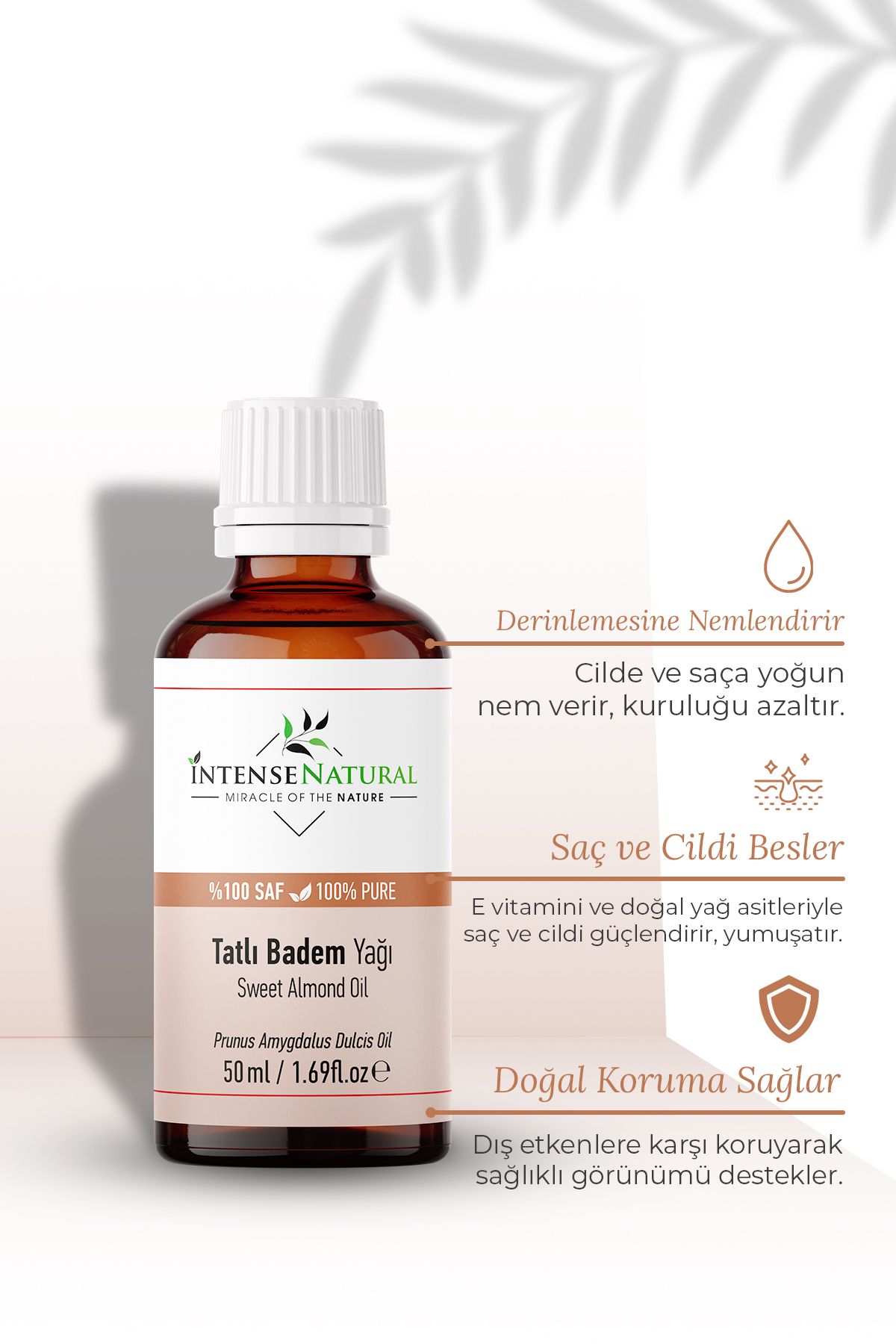 Badem Yağı Tatlı Soğuk Sıkım 50 ml x 3 %100 Saf Ve Doğal Sweet Almond Oil — NTR-1062 — تصویر 5 از 7