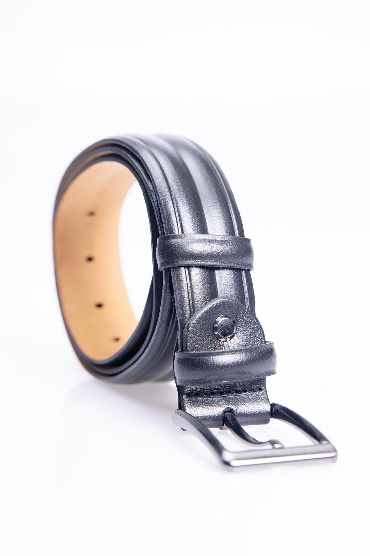 تودورز کمربند مشکی کلاسیک مردانه، 100% چرم اصل، 3.5 سانتی‌متر