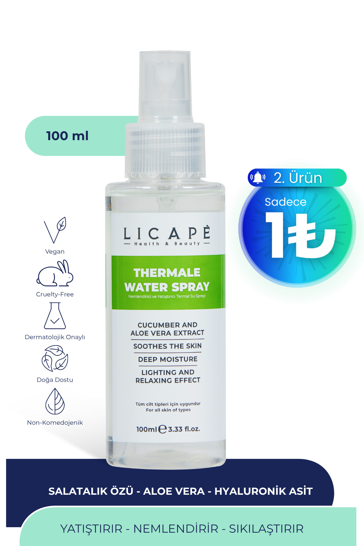 Licape Nemlendirici ve Yatıştırıcı Termal Su Spreyi 100ml
