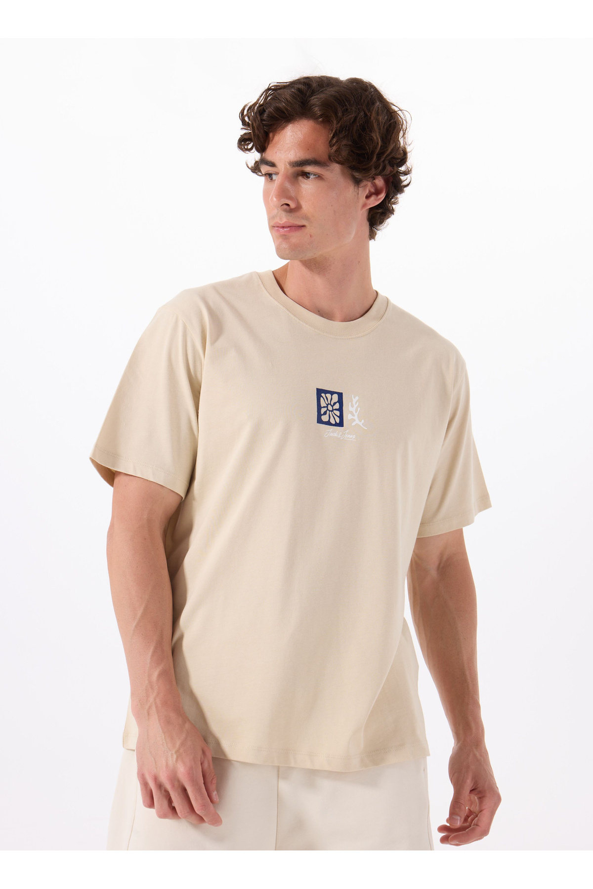 جک اند جونز تی شرت مردانه خاکستری یقه گرد 12288516_JORMINDFUL TEE SS CREW NEC