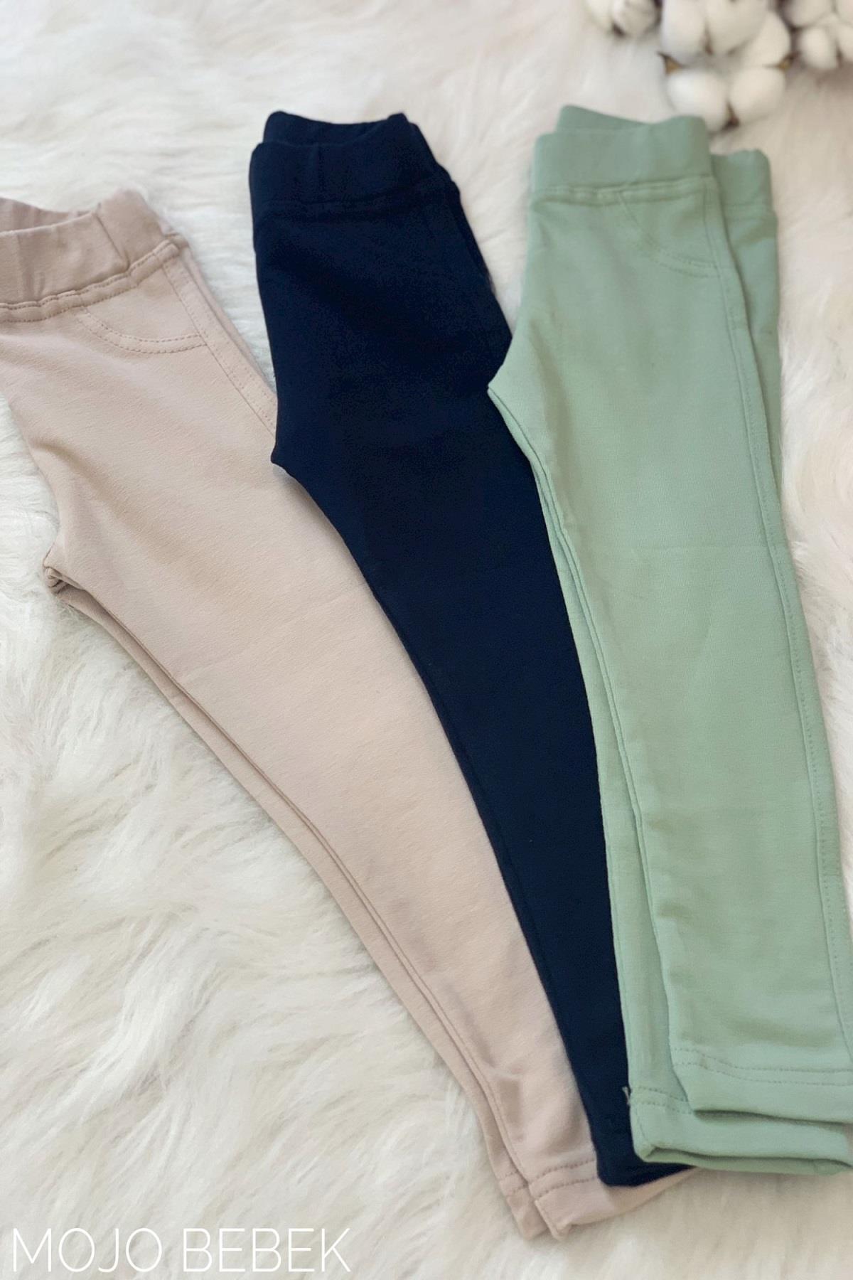 Woorage Kız Bebek 1-5 Yaş Penye Uzun Tayt 3157 Taş Rengi fotoğrafı 3 (önizleme)