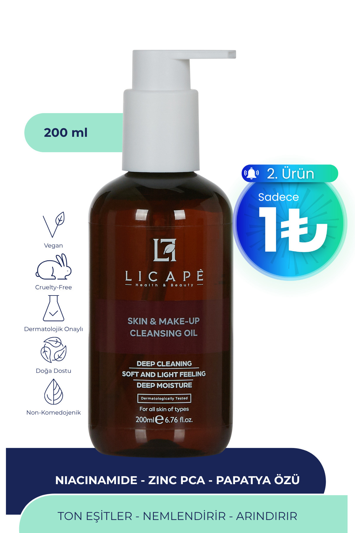 Licape İki Aşamalı Cilt Ve Makyaj Temizleme Yağı 200 ml