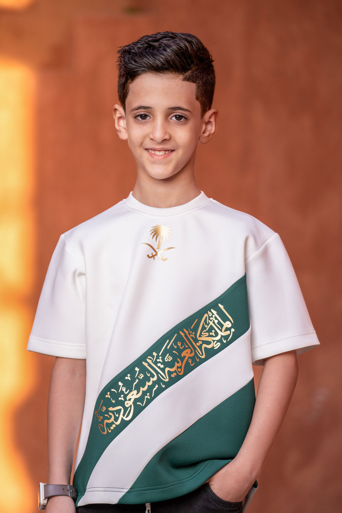 تيشرت اليوم الوطني KSA أبيض قصير الأكمام